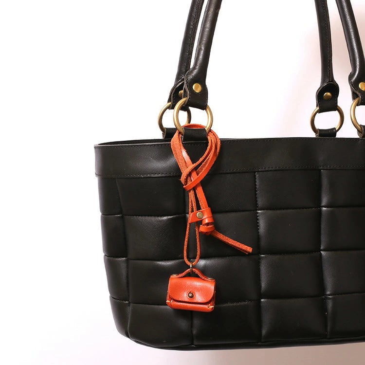 Handmade Japanese Tochigi Leather Mini Bag Pendant Necklace - Elegant Accessory for Women, Gift for Her, Fashion Jewelry for Daily Wear & Special Occasions