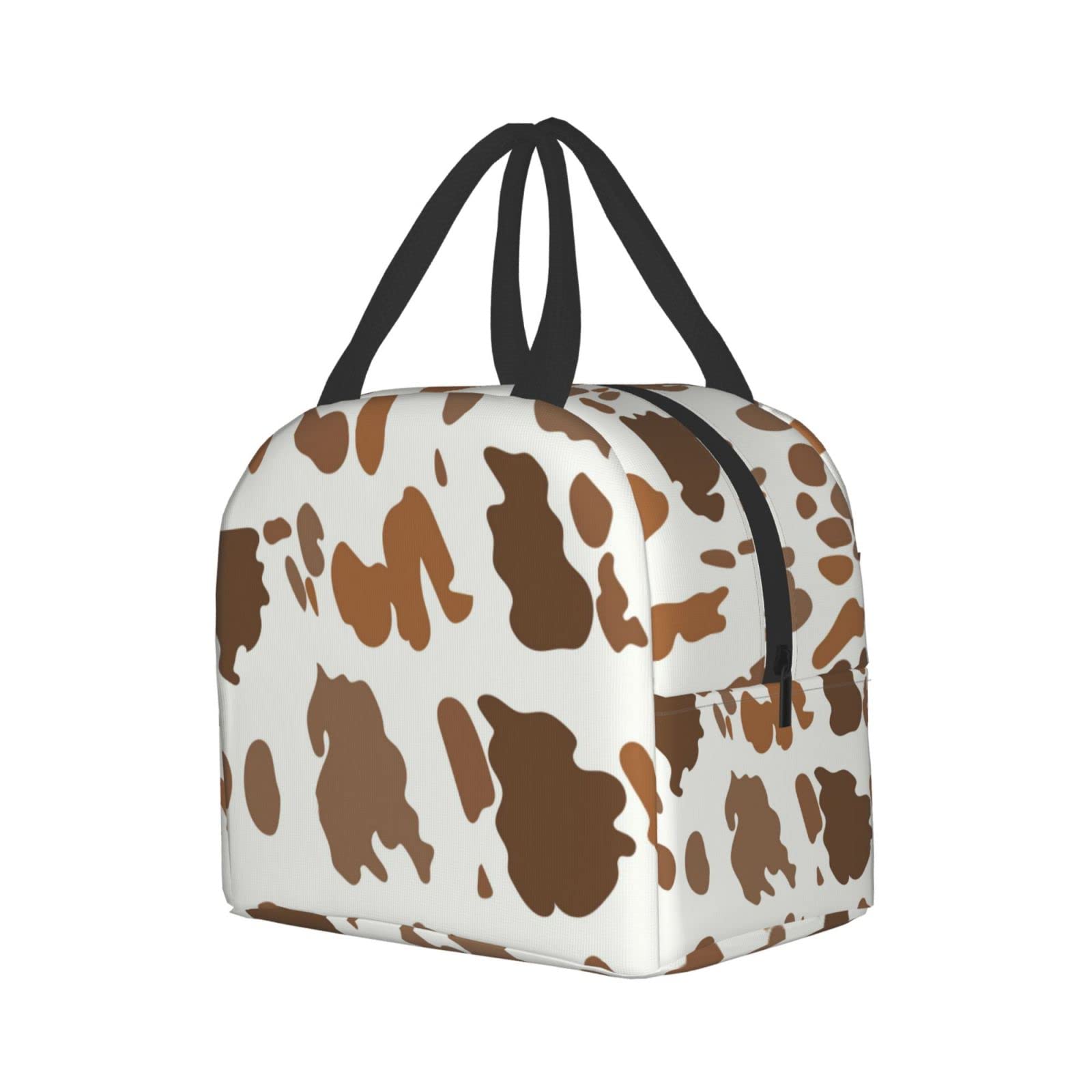 Insulated Lunch Box with Brown Cow Pattern - Reusable & Portable Meal Container for Men & Women - Perfect for Work, Travel, Picnic & Outdoor Activities