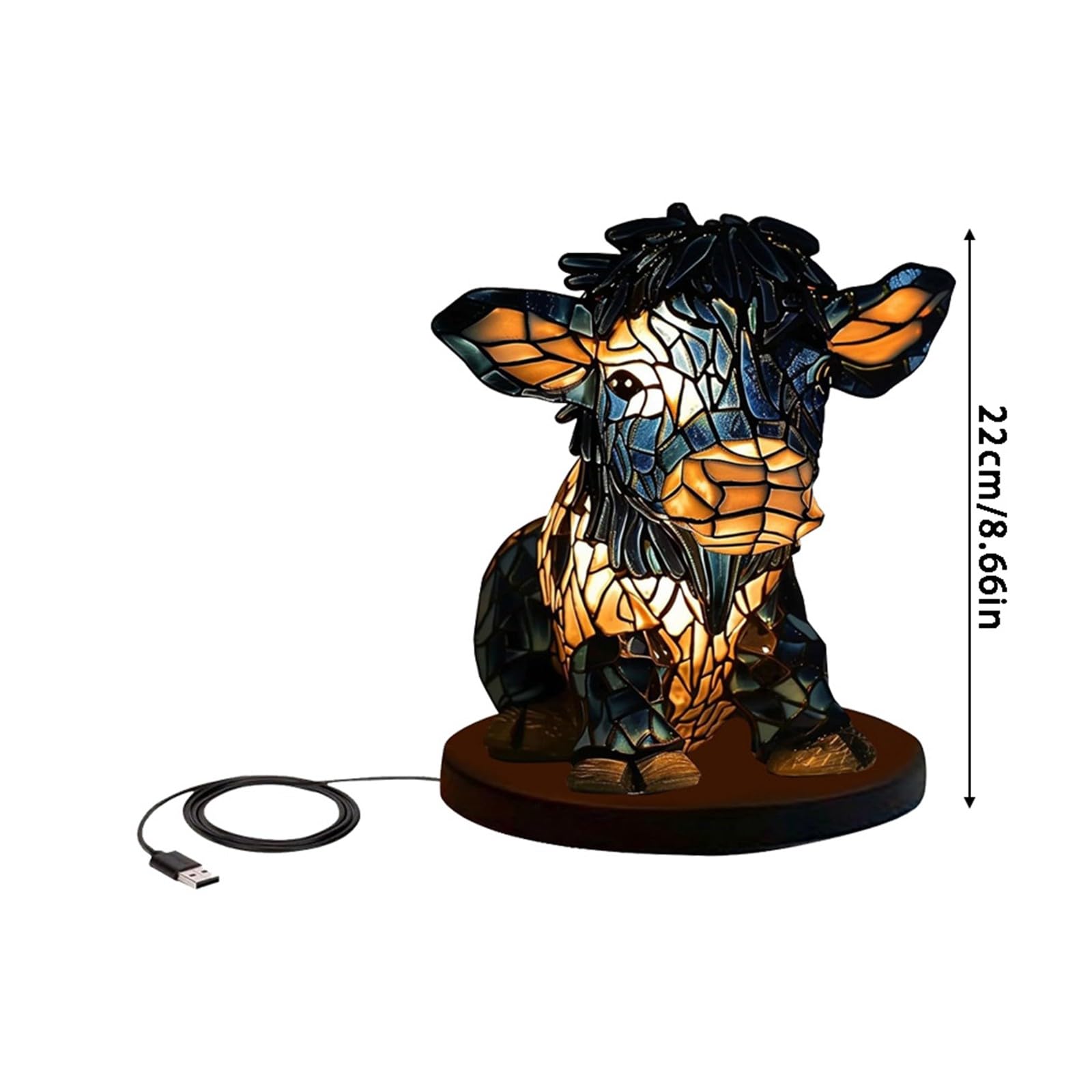 Cute Cow Table Lamp with USB Port - Nightstand Bedside Lamp for Bedroom, Living Room & Home Office - Soft Reading Light & Cozy Home Decor