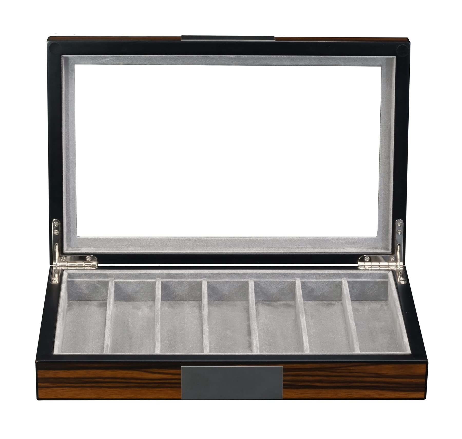 Premium Walnut Wood Watch Band Storage Case with Glass Top & Stainless Steel Hinges - Display Organizer for Smartwatch Bands, Oversized Watch Straps - Perfect for Watch Collectors & Luxury Watch Storage at Home or Office