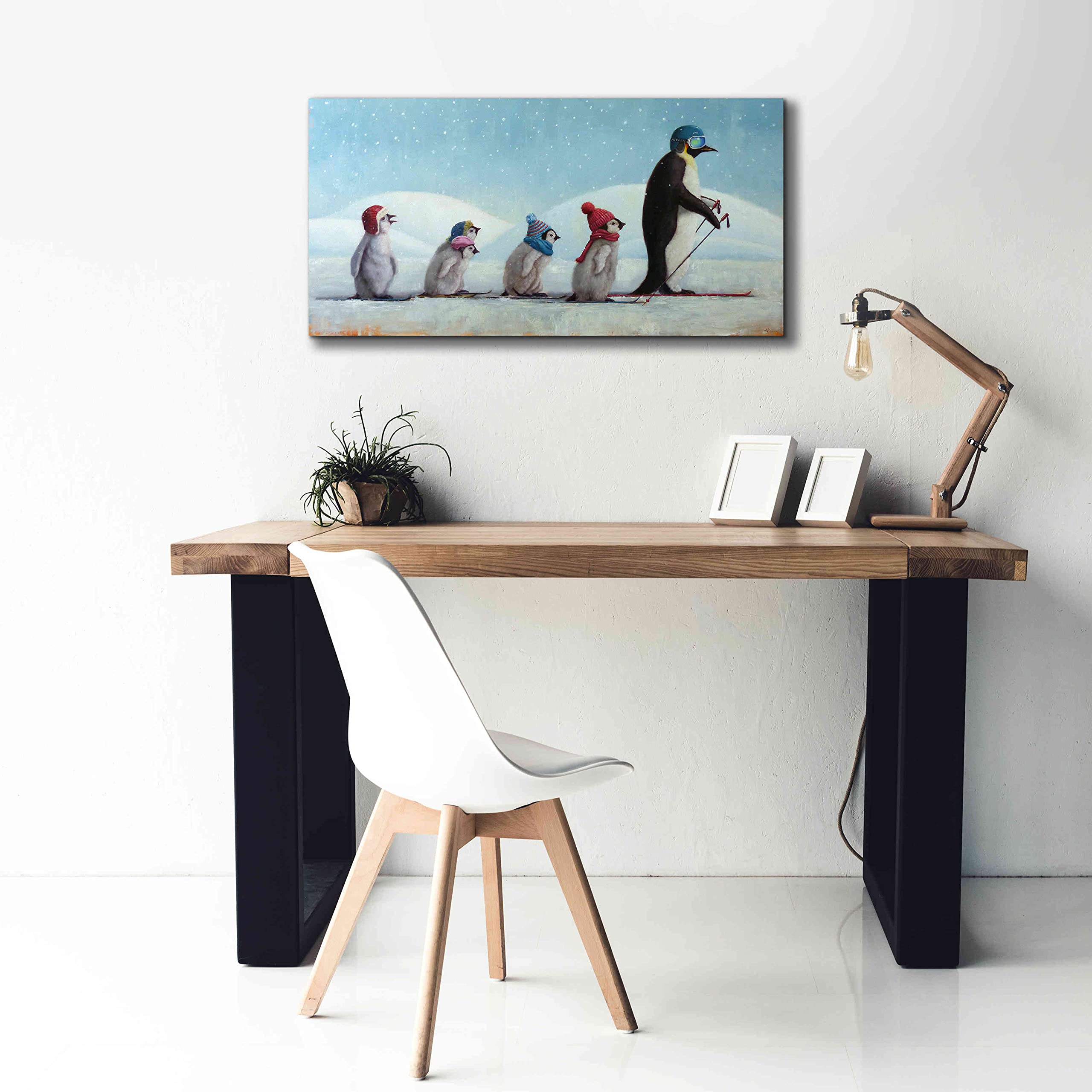 Epic Graffiti 'Ski School' by Lucia Heffernan - 40x20 Inch Canvas Wall Art Painting, Modern Home Decor for Living Room, Bedroom & Office