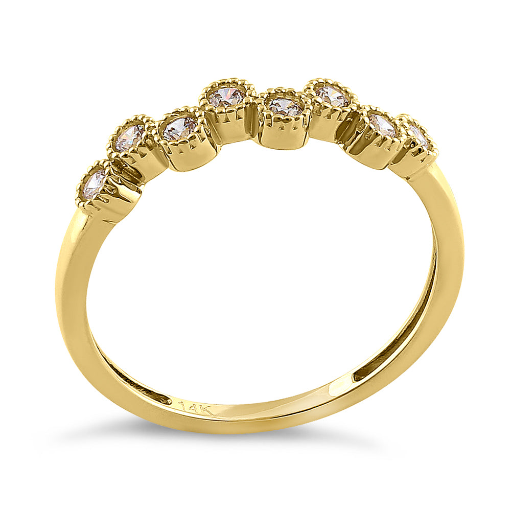 14K Yellow Gold Round Cut Cubic Zirconia Ring for Women - Elegant CZ Engagement & Wedding Band - Perfect for Anniversaries, Promises, and Special Occasions