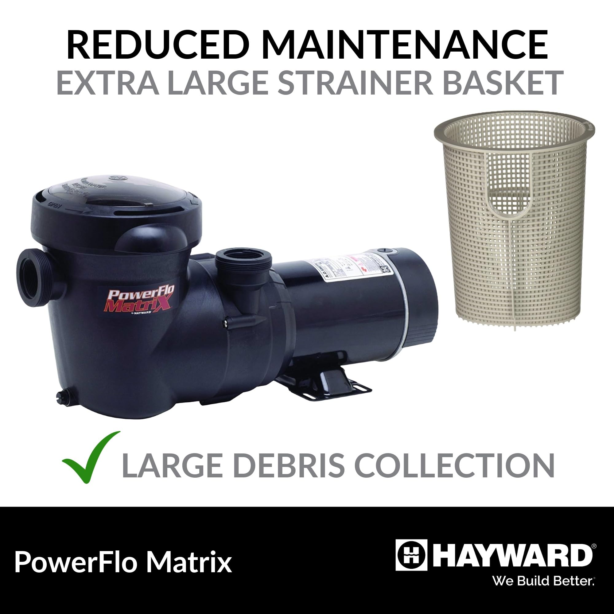 Hayward W3SP15932S PowerFlo Matrix 1.5 HP Dual-Speed Above Ground Pool Pump - Energy Efficient Swimming Pool Water Circulation System for Backyard, Inground & Outdoor Pools