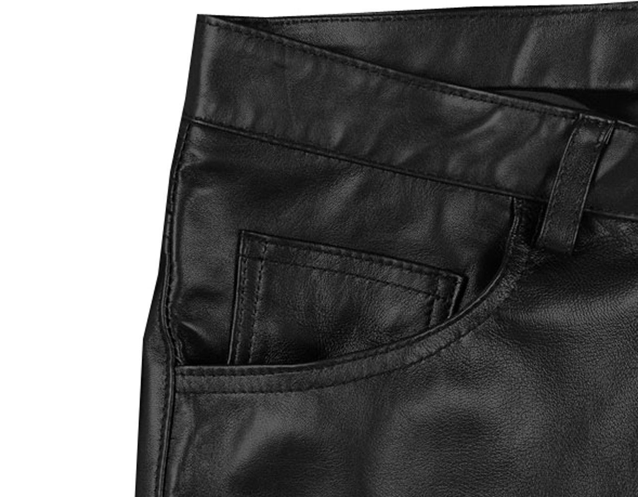 Men's Biker Style Skinny Jeans - Black Leather-Look Skin Tight Pants with 5 Pockets | Motorcycle Riding, Night Out, Casual Streetwear Fashion