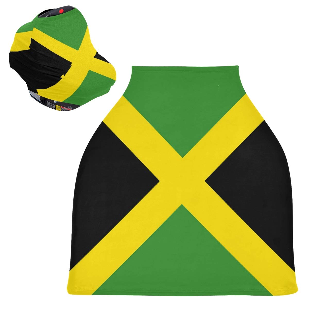 Jamaica Flag Nursing Cover - Breastfeeding Scarf & Baby Car Seat Canopy - Universal Infant Stroller Cover for Girls and Boys - Perfect for Travel, Shopping, and Outdoor Nursing