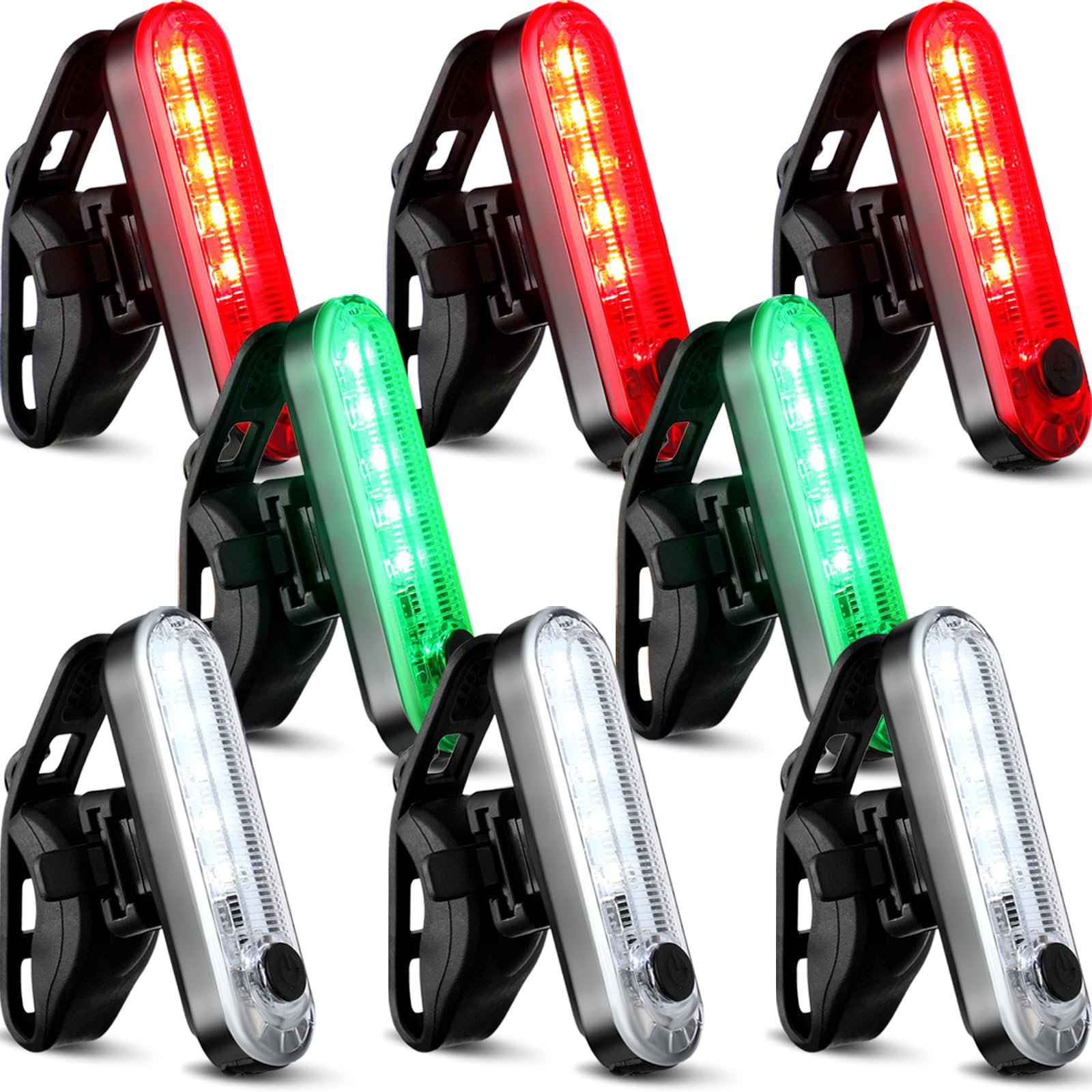 Treela 8 Pcs Waterproof LED Kayak Navigation Lights - Red Green White Marine Safety Lights with Flashing Mode for Pontoon Boats, Dinghies & Night Boating | Perfect for Kayaking, Fishing, and Water Sports Safety