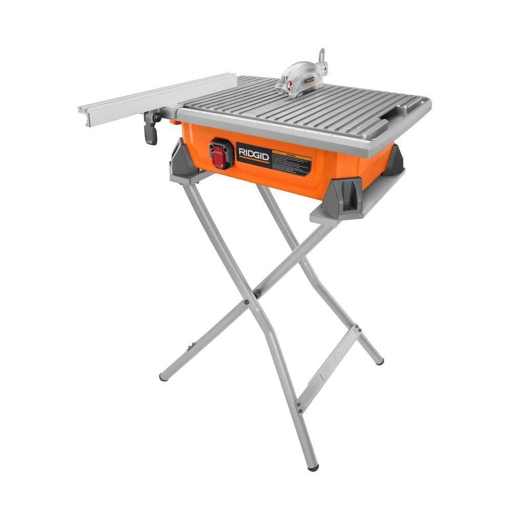 RIDGID 7 Inch Professional Tile Saw with Stand - Heavy Duty Wet Cutting for Ceramic, Porcelain & Stone Tiles - Perfect for DIY Projects & Professional Installations