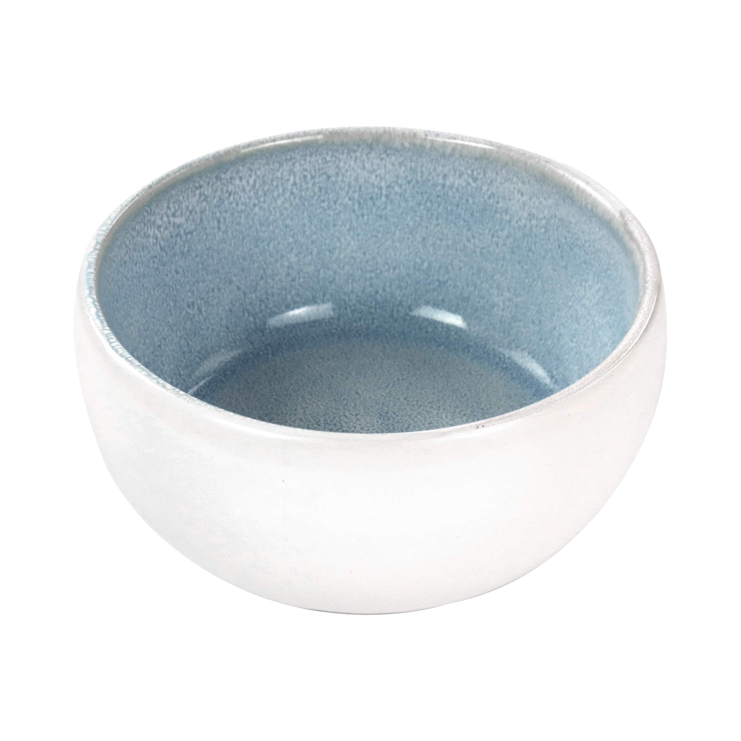 Elama Round Stoneware Mocha Collection Contemporary Dinnerware Set - 16 Piece Blue and White Porcelain Plates, Bowls & Mugs - Perfect for Modern Dining, Entertaining & Everyday Use