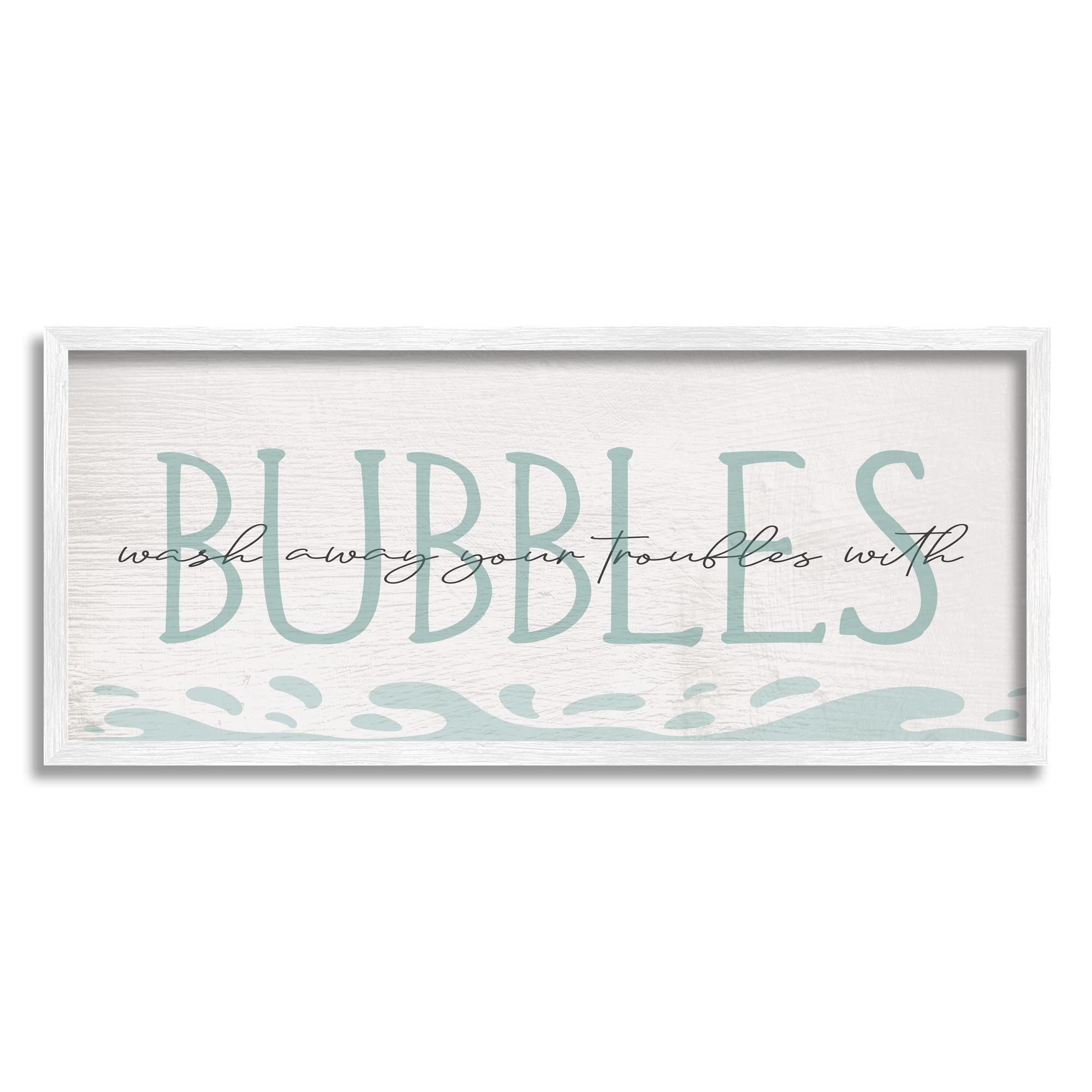 Stupell Industries 'Wash Away Troubles' Blue Bubble Bathroom Wall Art Sign - Modern Home Decor by Daphne Polselli - Perfect for Bathrooms, Spas & Relaxation Spaces