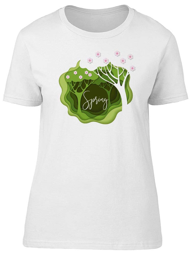 Abstract Forest & Spring Text Print Women's T-Shirt - Casual Comfort Tee for Everyday Wear, Outings & Layering