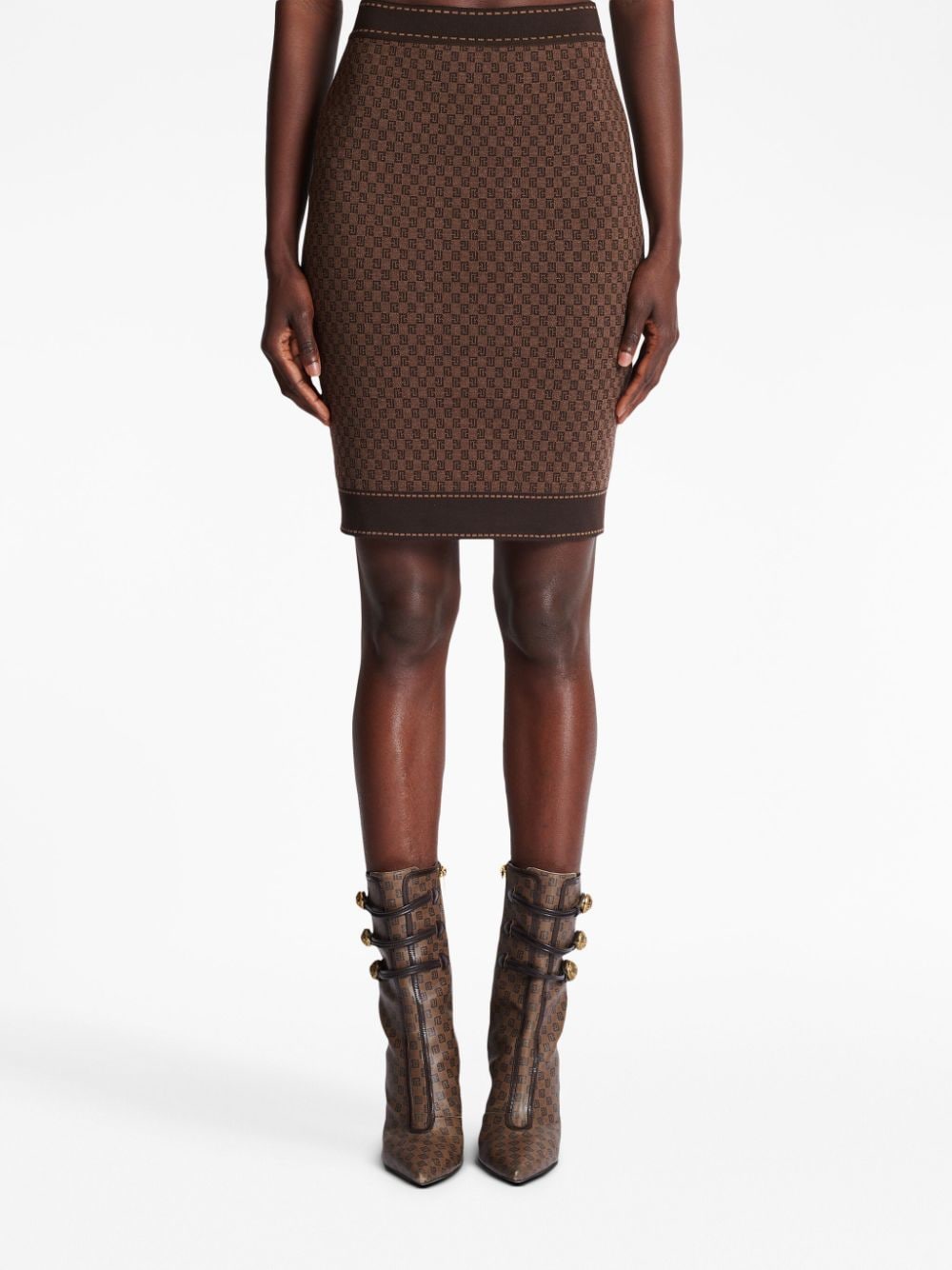 Balmain Women's Brown Skirts | High Waist A-Line Mini Skirt | Fashionable & Elegant for Party, Office & Night Out