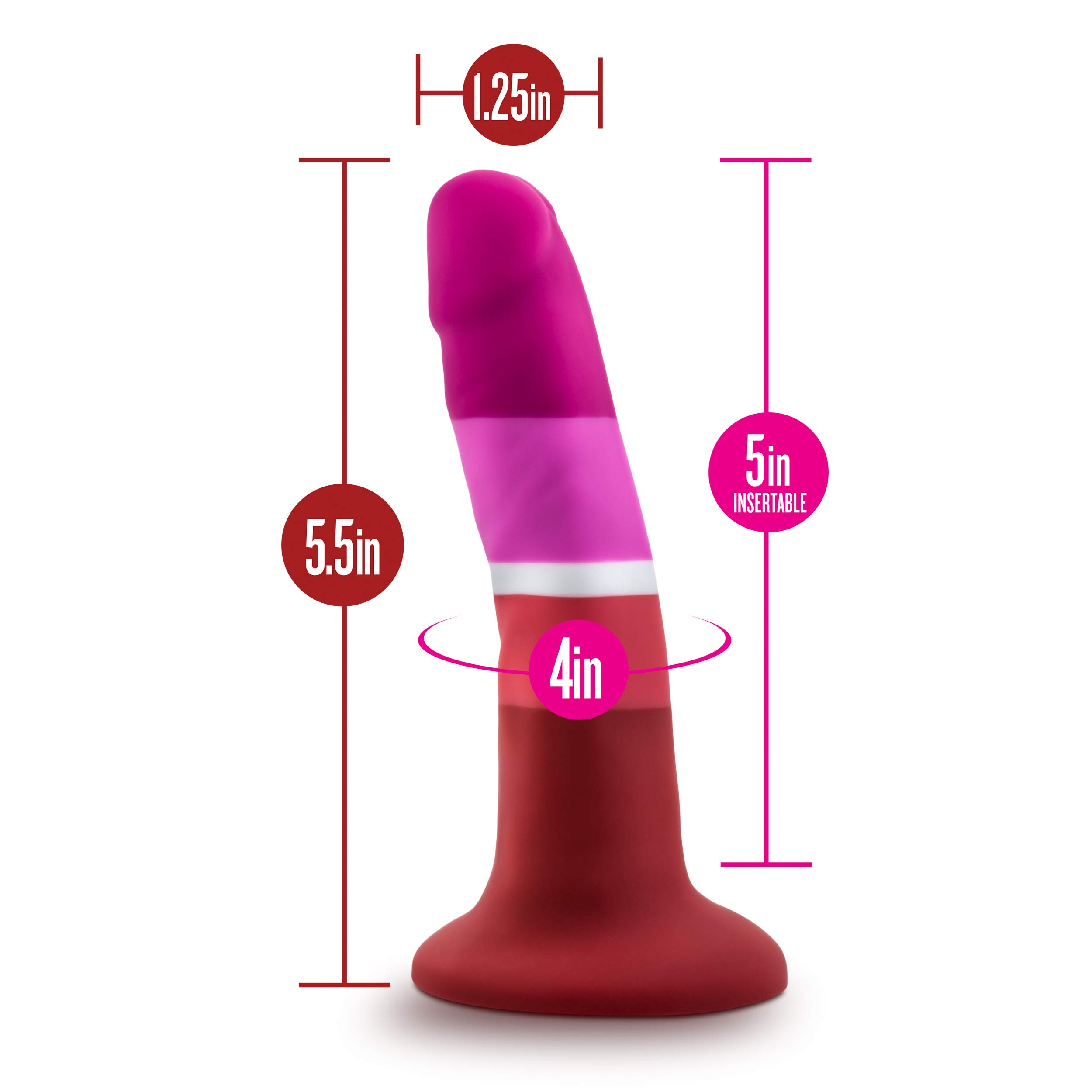 Blush Novelties Avant Pride P3 Platinum Silicone Dildo - 5.5 Inch G-Spot Stimulator with 1.25 Inch Ultrasilk Shaft - Suction Cup & Strap-On Ready - Body-Safe Adult Toy for Women, Men & Couples - Perfect for Pegging, Solo Play & Partnered Intimacy