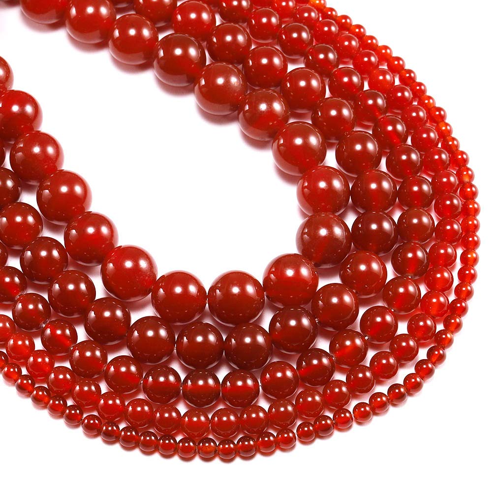 8mm Natural Red Carnelian Agate Round Loose Beads for DIY Jewelry Making - 48pcs (8mm) - Handmade Necklace, Bracelet, Earrings Craft Supplies - Healing Crystal Beads for Meditation & Spiritual Gifts