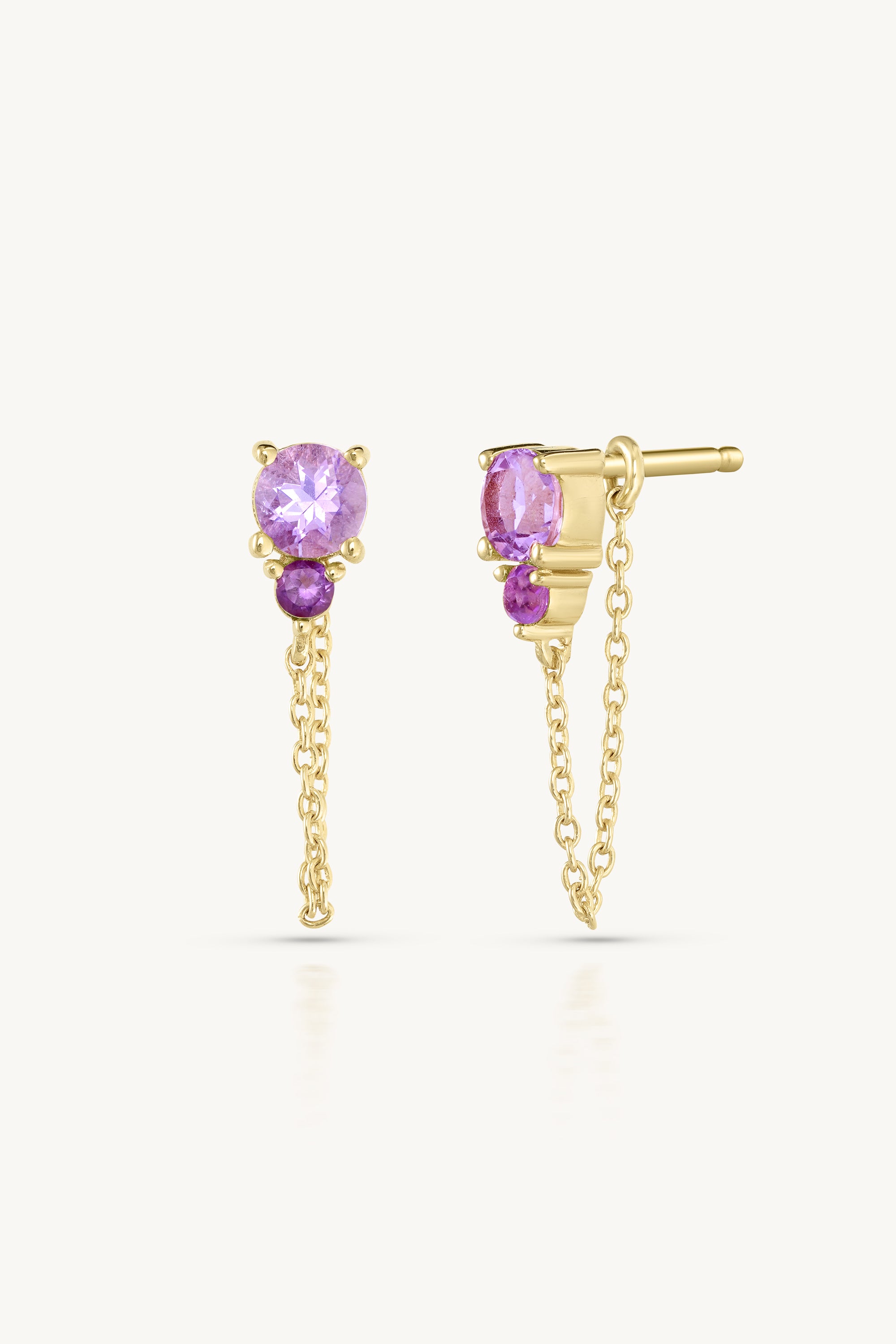 February Birthstone Gold Stud Earrings - Ombre Amethyst Jewelry for Women | Perfect Gift for Valentine's Day & Anniversary