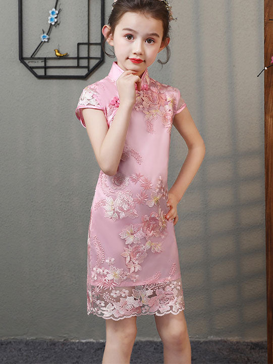 Exquisite Embroidered Cheongsam Dress for Girls | Traditional Chinese Kids Qipao | Perfect for Festivals, Parties & Cultural Events