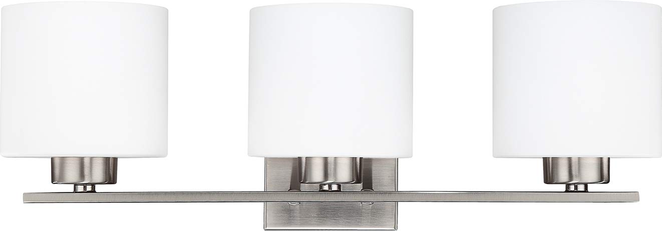 Steele 3-Light Bathroom Vanity Light Fixture - Brushed Nickel Finish - Perfect for Modern Bathroom, Bedroom, or Dressing Room Lighting