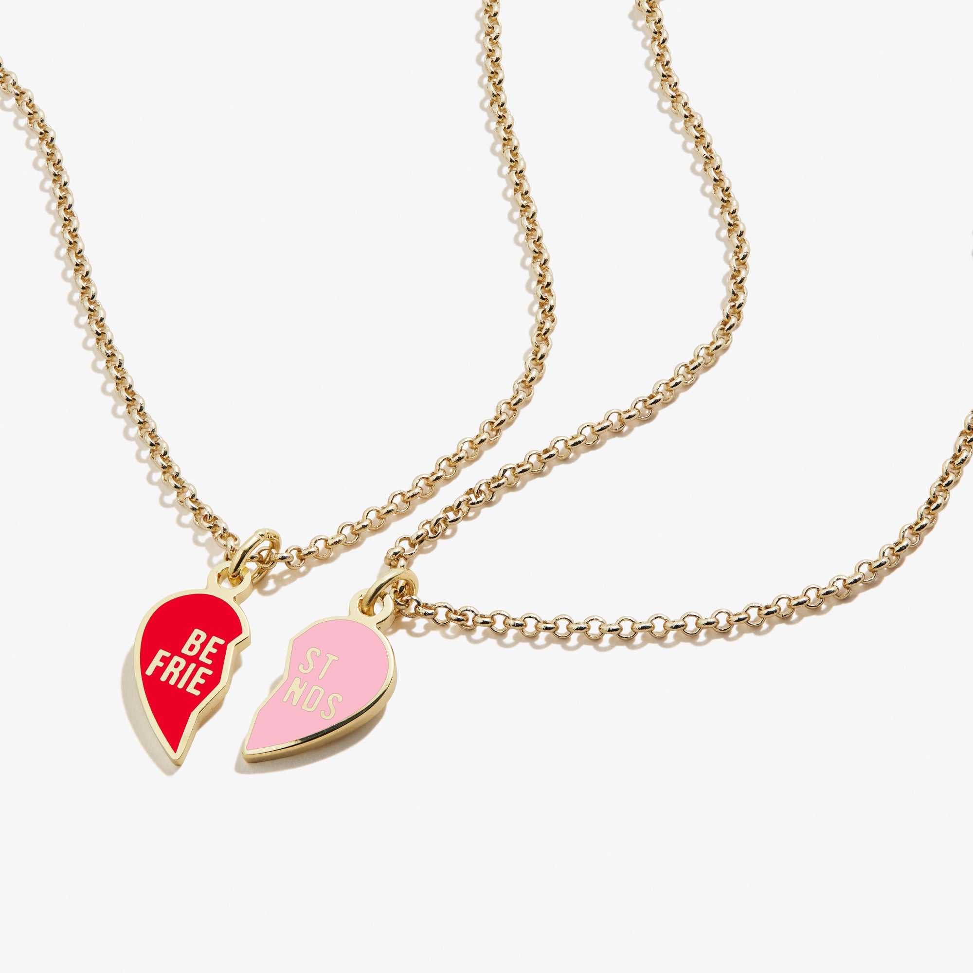 Best Friend Necklaces for Women - Matching Pink & Red Heart Pendant Set of 2 - Perfect for Birthdays, Anniversaries & Gifts for BFFs