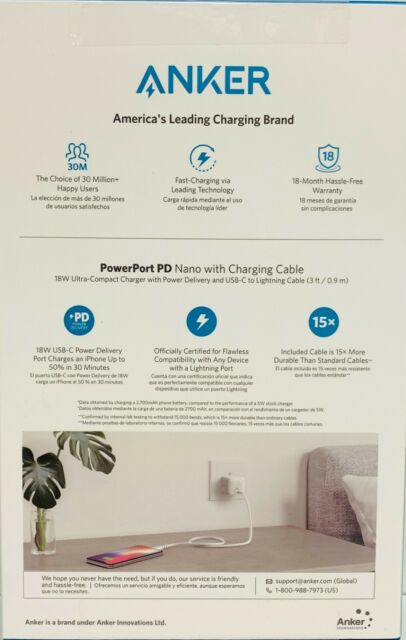 Anker PowerPort PD Nano Bundle - 18W USB C Fast Charger with USB-C to USB-C Cable | Compact PD Charger for iPhone, Samsung, MacBook & More | Perfect for Travel, Office & Home Use