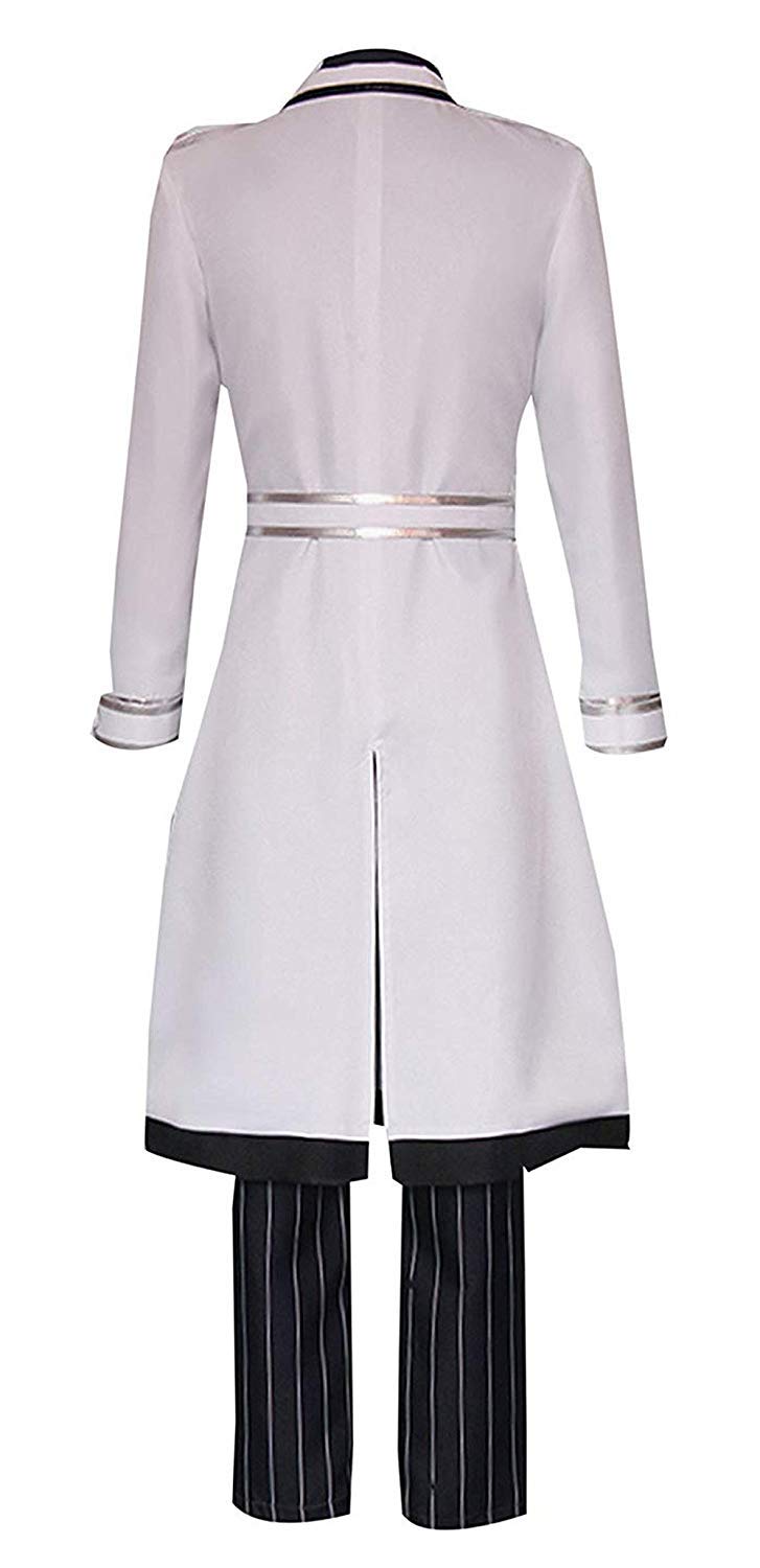 LYLAS Men's White Uniform Outfit with Striped Trousers - Full Set Cosplay Costume for Halloween, Theater Performances & Themed Parties