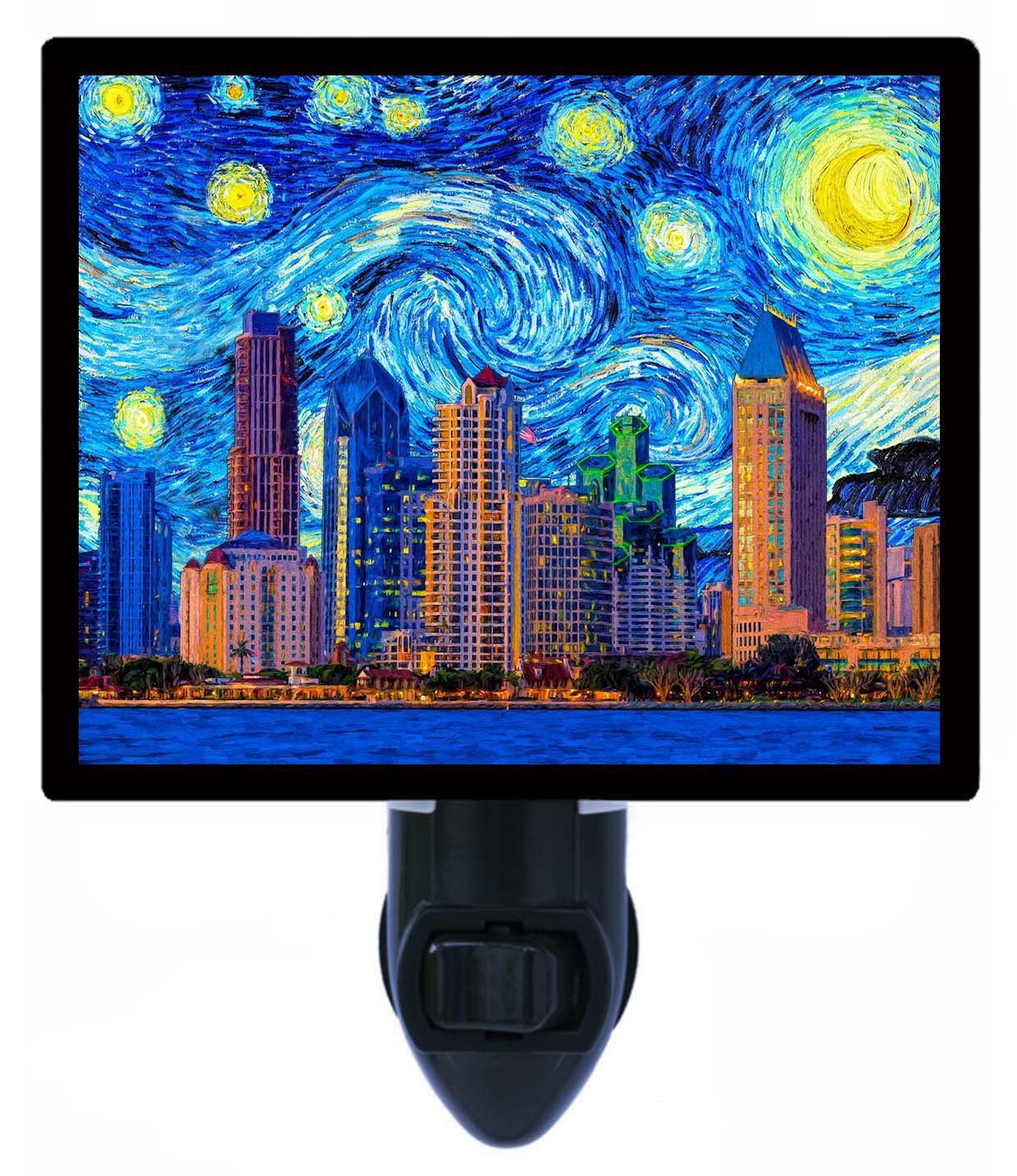 Van Gogh Starry Night LED Night Light - San Diego Skyline Inspired, Energy Efficient Bedroom Lamp for Kids & Adults, Perfect for Nursery, Hallway, or Bathroom Nightlight
