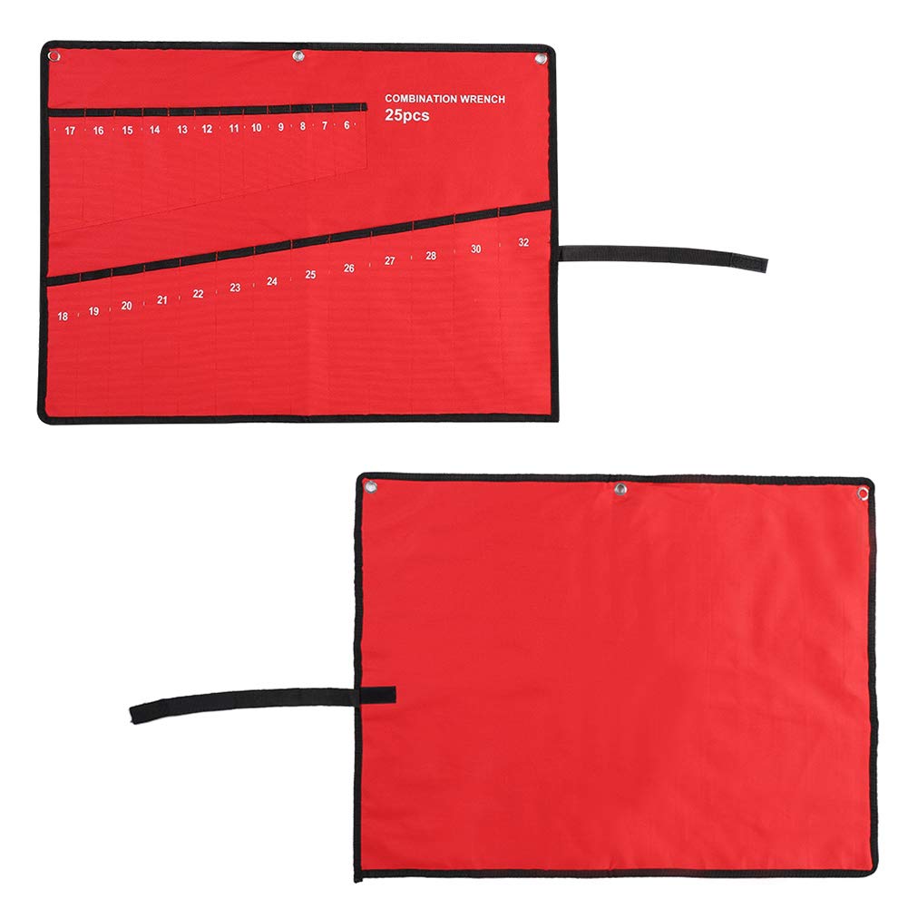 Heavy Duty Tool Storage Bag - 25 Pocket Roll Up Tool Organizer for Wrenches, Pliers & Hand Tools | Portable Tool Wrap Roll for Mechanics, Electricians & DIY Projects
