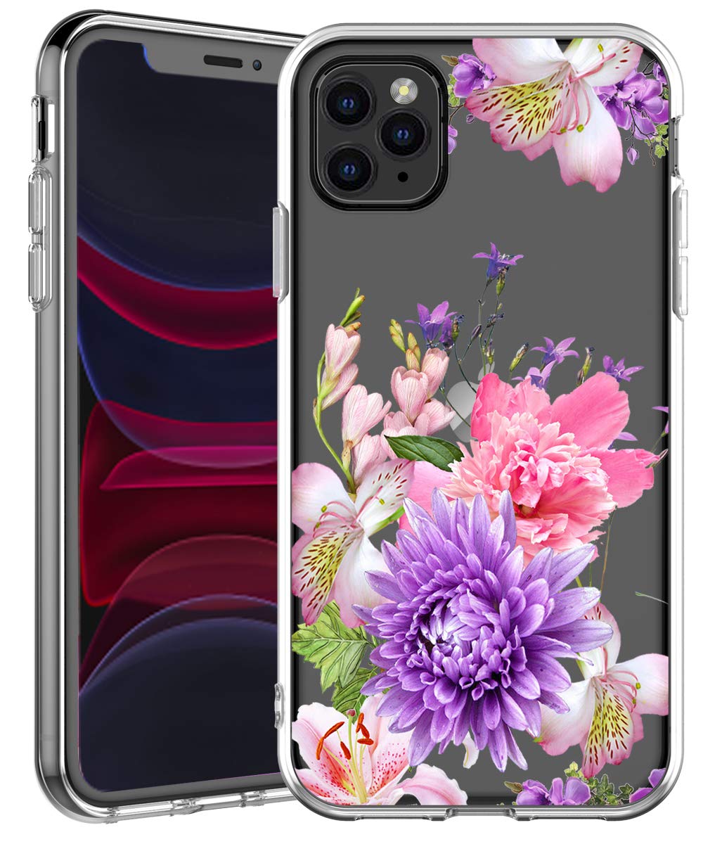 Premium iPhone 11 Pro Max Case - Scratch-Resistant Hard Back with Floral Design, Shock-Absorbing Soft TPU Bumper & Slim Fit Cover for 6.5