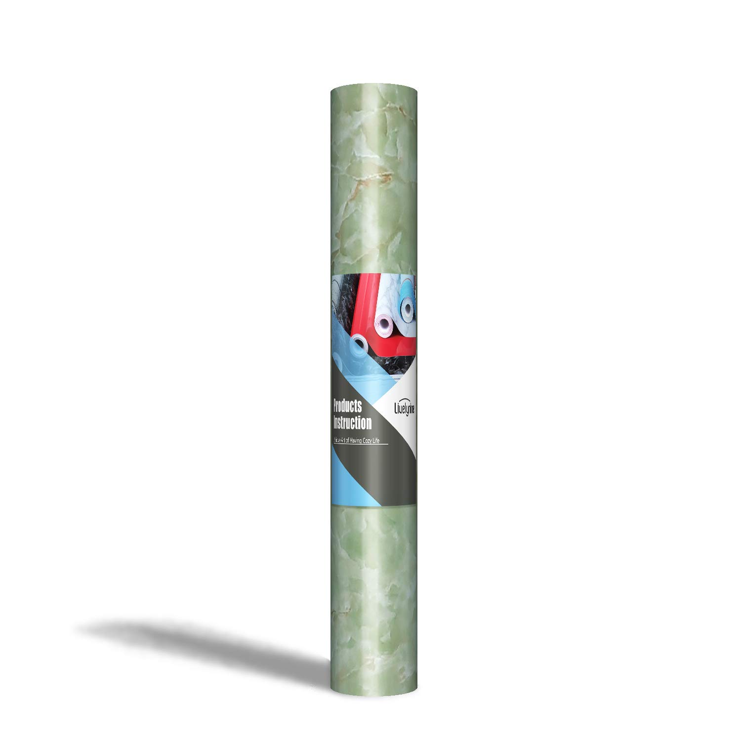 Livelynine Green Marble Contact Paper - Peel and Stick Self Adhesive Vinyl Film (40cm x 2m) for Kitchen Countertops, Bathroom Vanity, Tables & Desks - Waterproof, Durable & Easy to Apply Home Decor Upgrade