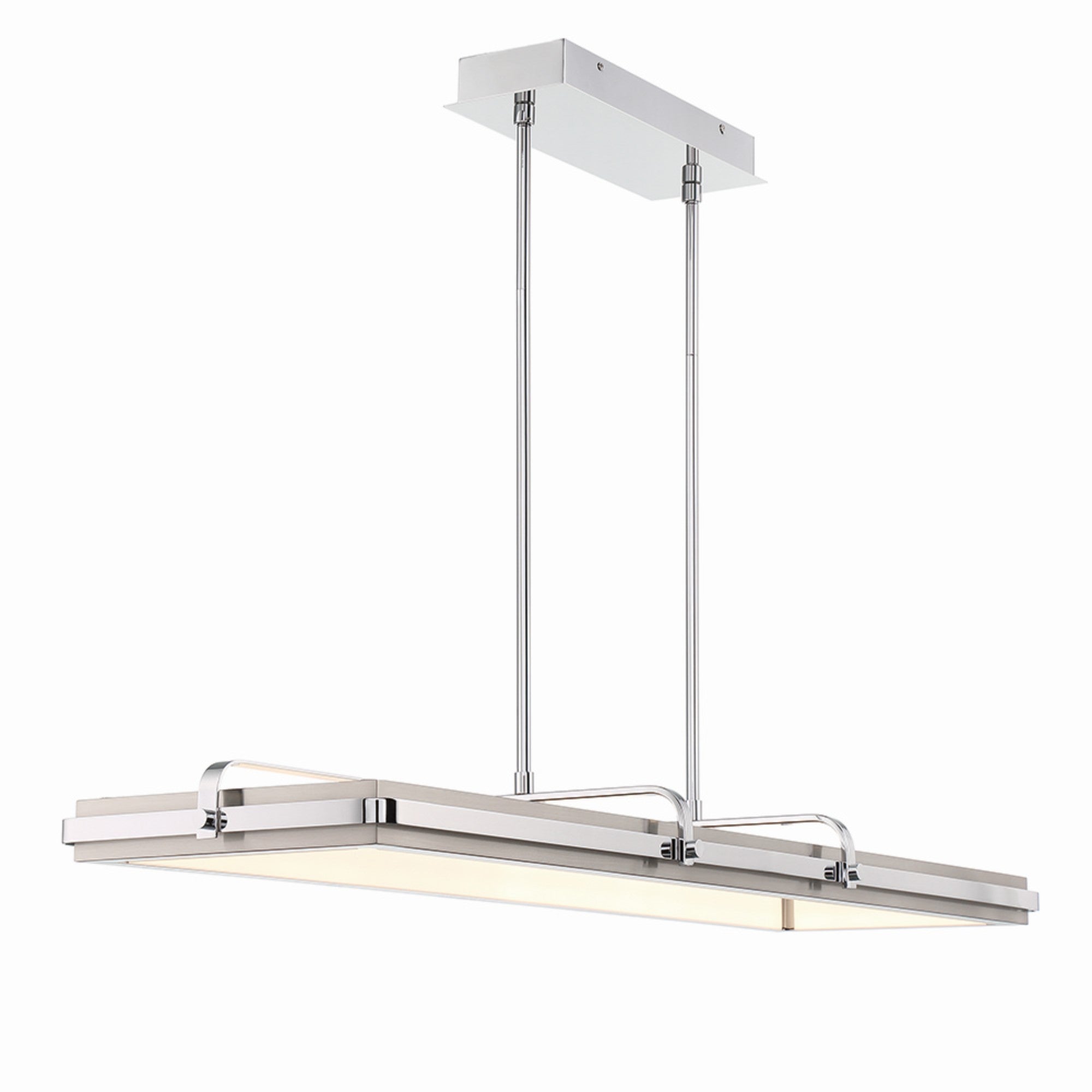 Annilo 48 Inch Modern LED Chandelier Light Fixture - Brushed Chrome Finish for Dining Room, Living Room, Bedroom, and Foyer Lighting