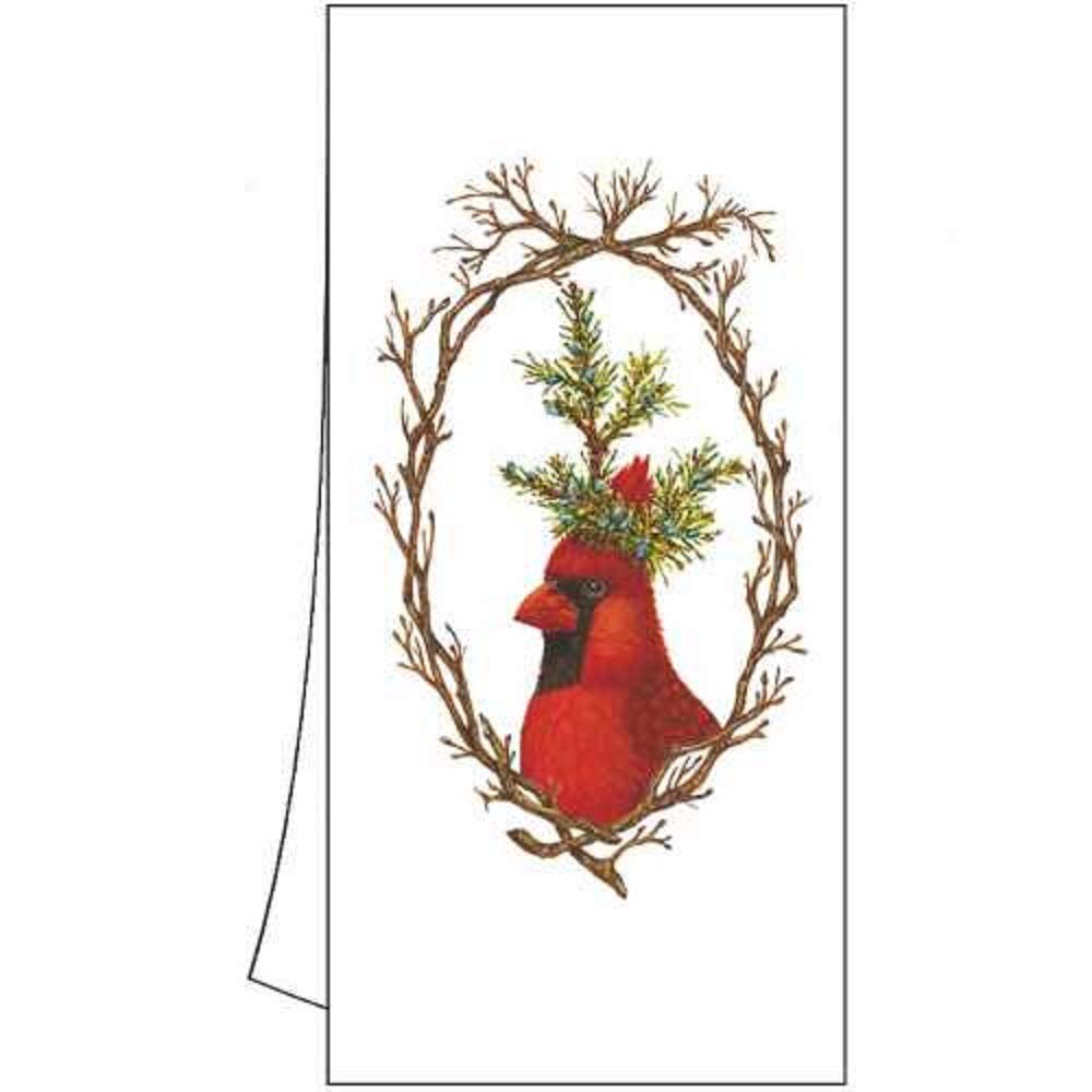 Set of 2 Premium Cotton Kitchen Bar Towels 18x26 Inches - Holiday Party Birds Design in White - Perfect for Holiday Entertaining, Kitchen Decor & Gift Giving