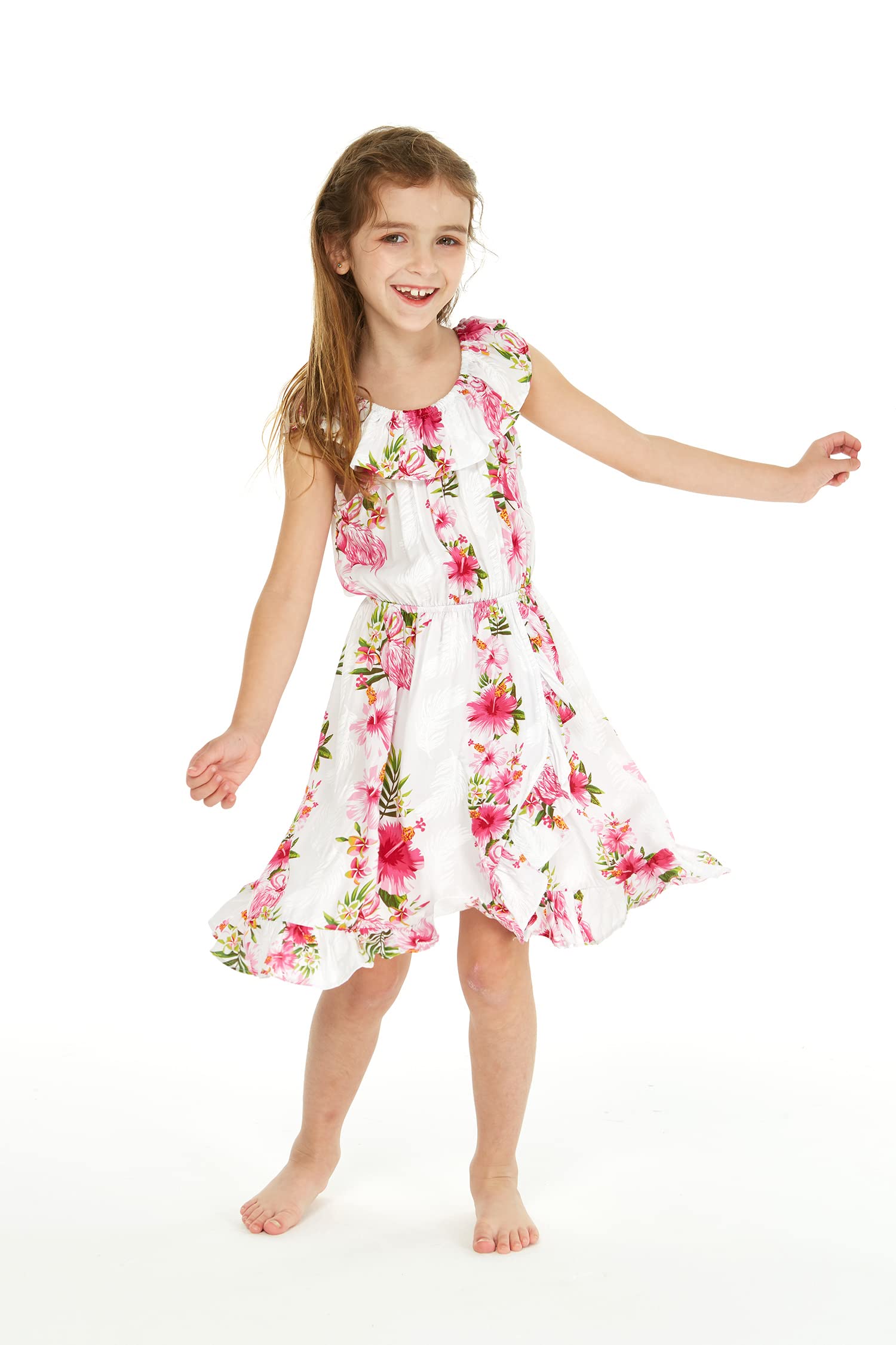 Girl's Ruffle Wrap Hawaiian Luau Dress - Beach Party & Summer Outfit