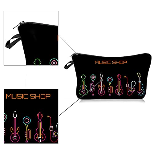 ASCHAR Waterproof Cosmetic Bag for Women - Large Roomy Travel Makeup Organizer, Cute Toiletry Pouch for Makeup Brushes & Essentials - Perfect Travel Accessories & Gift Idea for Girls (Music Note Design) - Ideal for Vacation, Gym, Beach Trips & Daily Use