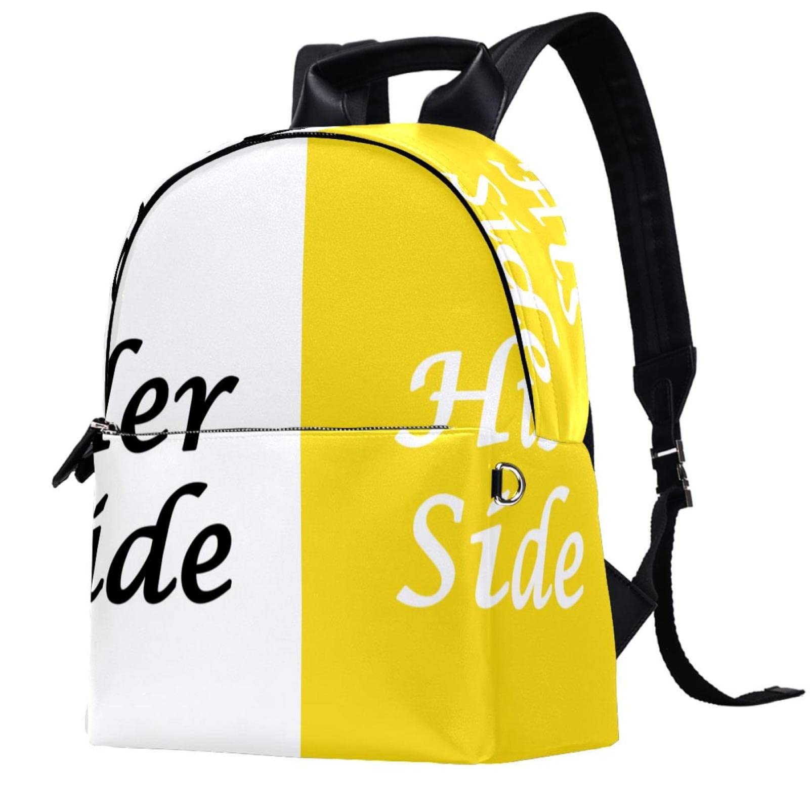 Stylish White & Yellow Leather Backpack for Women - Casual School, College, Travel & Work Bag - Durable Unisex Bookbag for Everyday Use