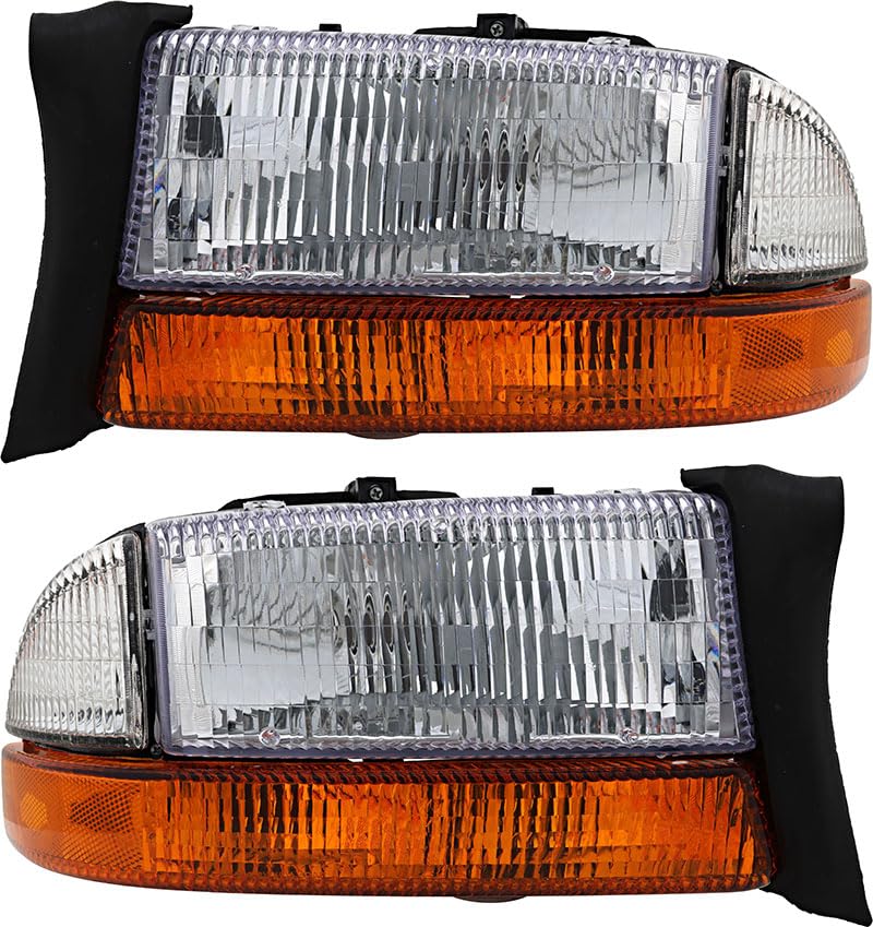 Dodge Dakota & Durango Headlights Replacement Set (1994-2004 Compatible) - Halogen Headlamp Assembly for Driver & Passenger Side - Perfect for Night Driving & Off-Road Adventures