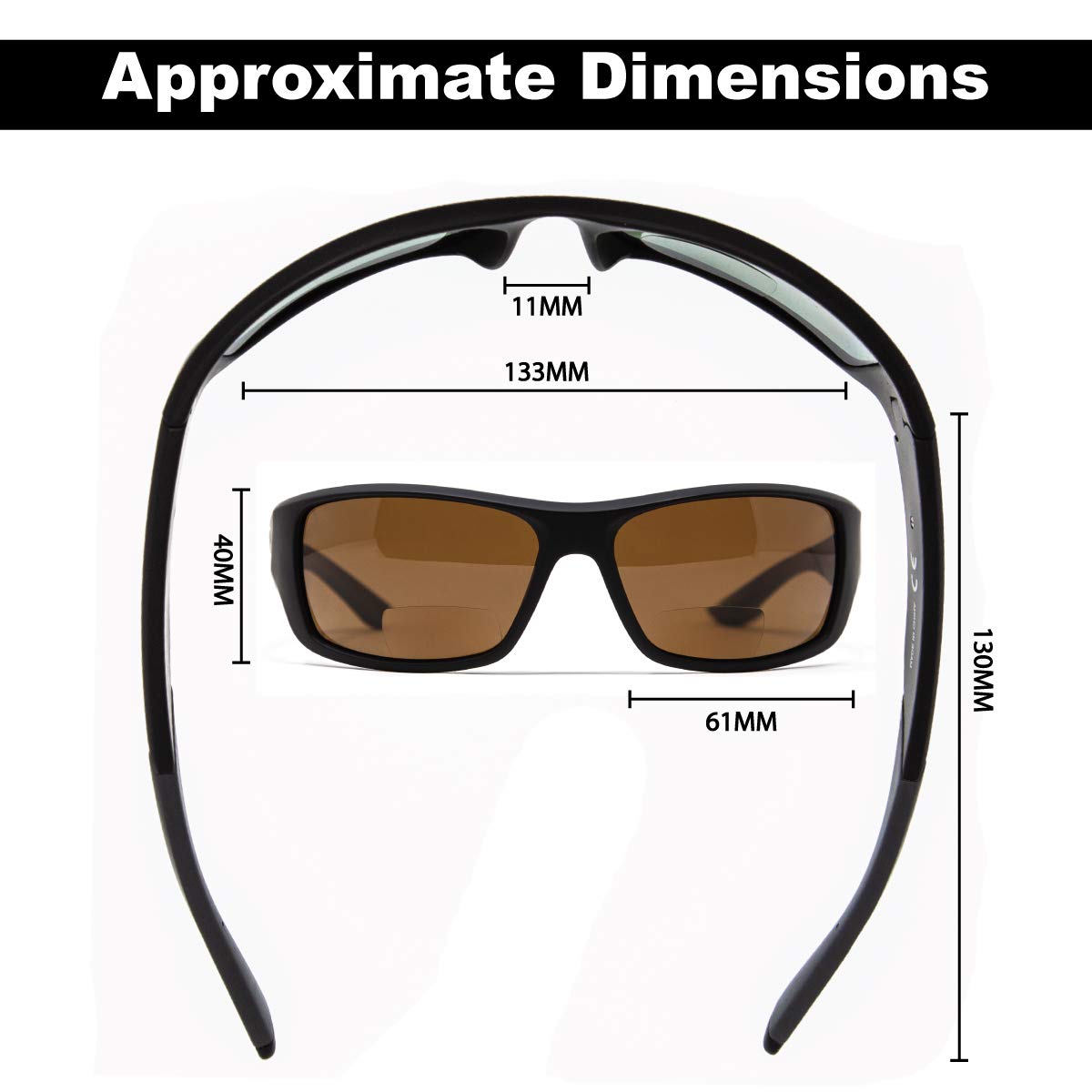 Flying Fisherman Triton Readers Polarized Rectangular Sunglasses - Black Frames with Amber Lenses for Men & Women - UV Protection for Fishing, Driving & Outdoor Activities
