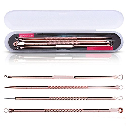 Blackhead Remover Tool Kit - 4Pcs Stainless Steel Acne Extractor & Pimple Popper for Face Care - Perfect for Home Skincare & Blemish Treatment
