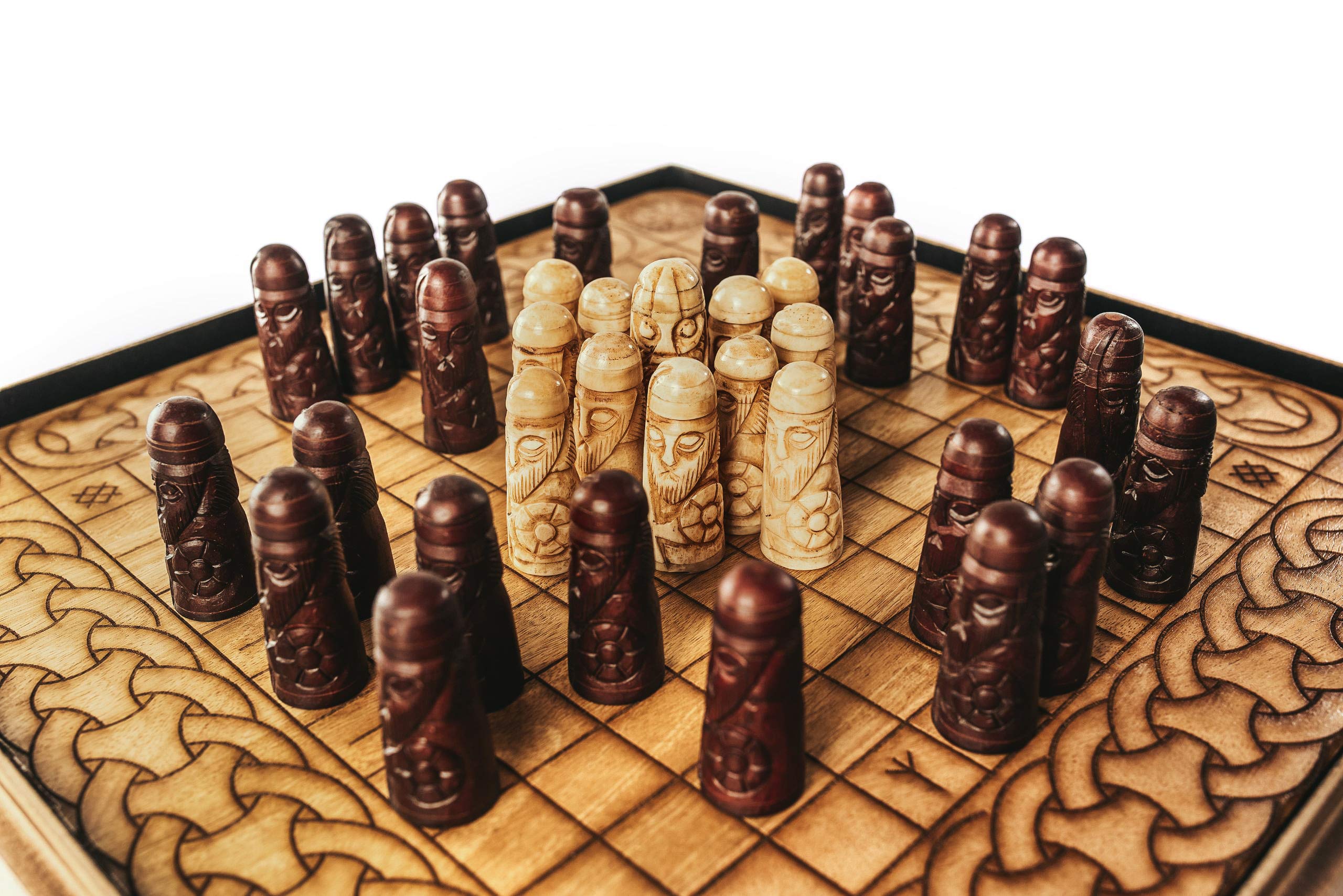 Handcrafted Viking Hnefatafl Set with Ox-Bone Game Pieces & Mango Wood Board - Norse Strategy Board Game for Adults | Perfect for Medieval Reenactments, Viking Themed Parties & Historical Game Collectors