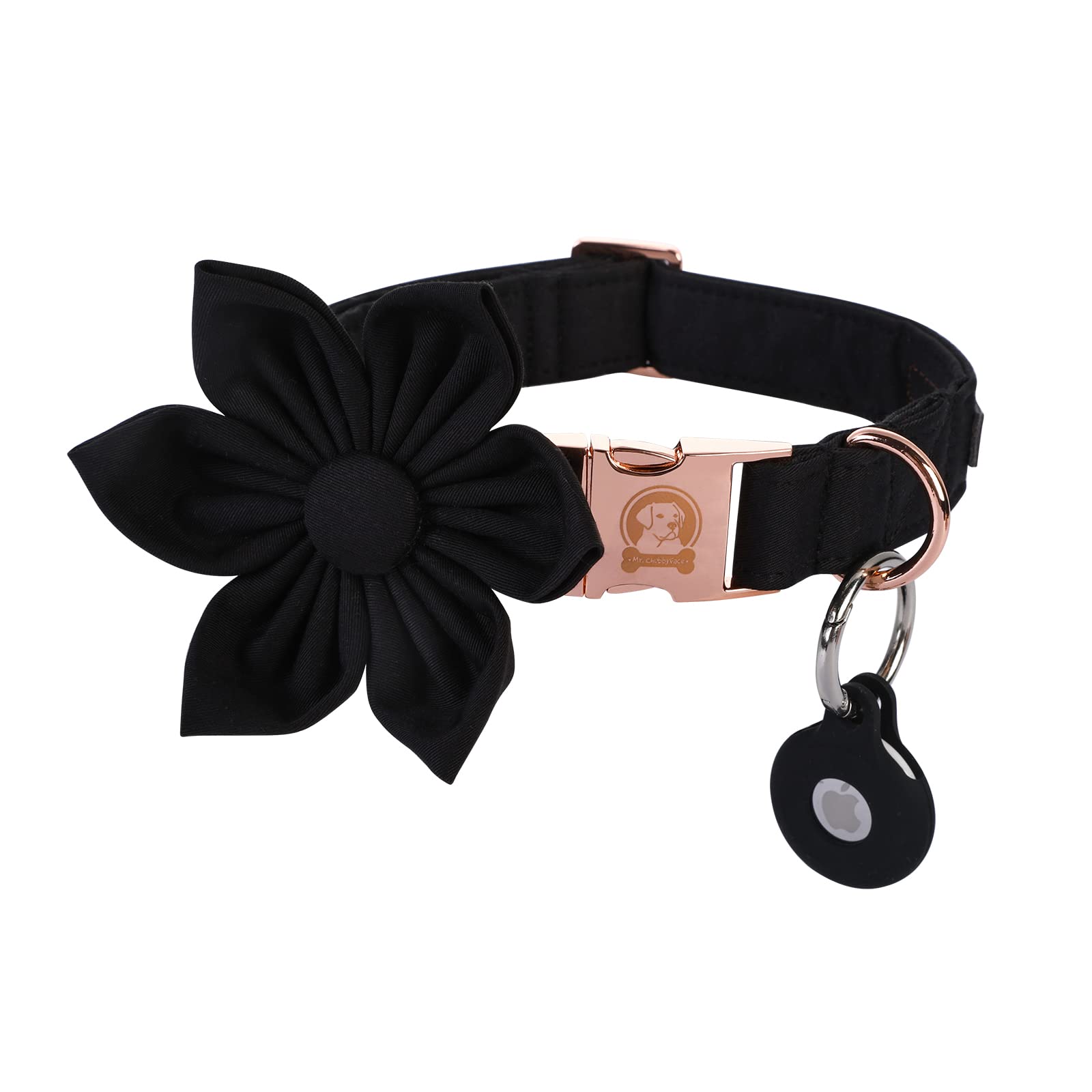 Mr.Chubbyface Flower Dog Collar with AirTag Holder - Stylish & Durable Collar for Small, Medium, Large Dogs - Perfect for Spring & Summer Walks, Pet Photos, and Outdoor Adventures