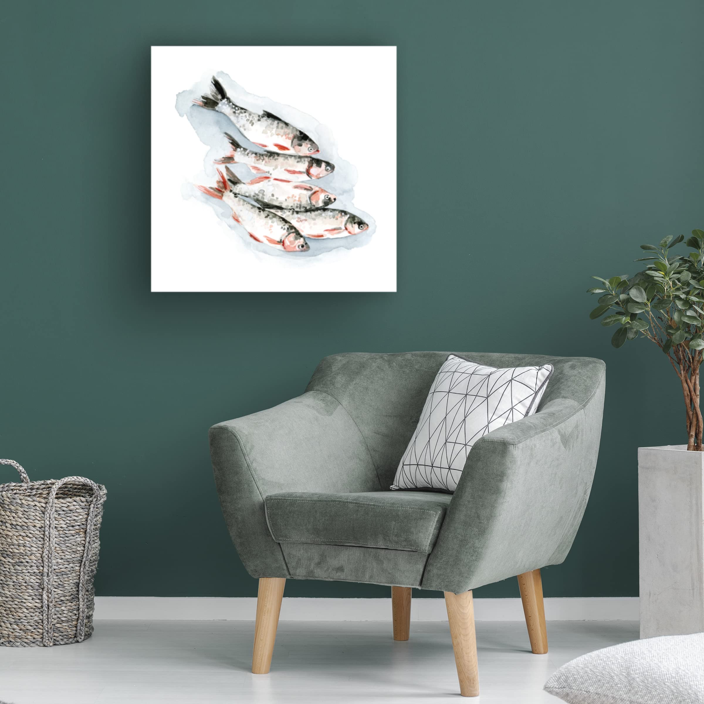 Emma Caroline 'Seafood Snack I' Canvas Wall Art Print - Coastal Kitchen Decor, Beach House Dining Room Wall Decor, Seafood Restaurant Artwork