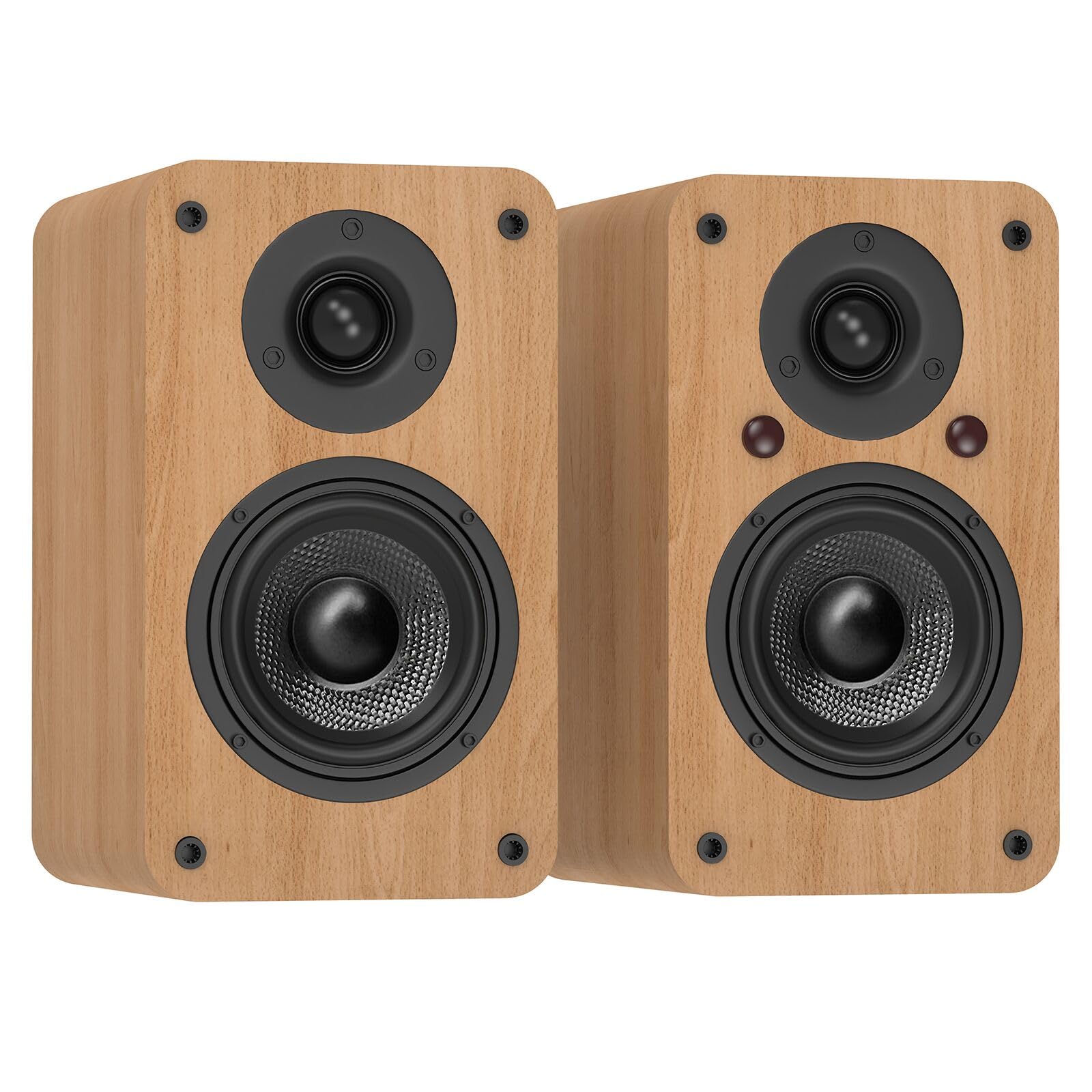 LONPOO 100W Bluetooth Bookshelf Speakers with ARC - Active Powered Home Stereo System, USB/AUX/Optical/Coaxial Inputs, 4