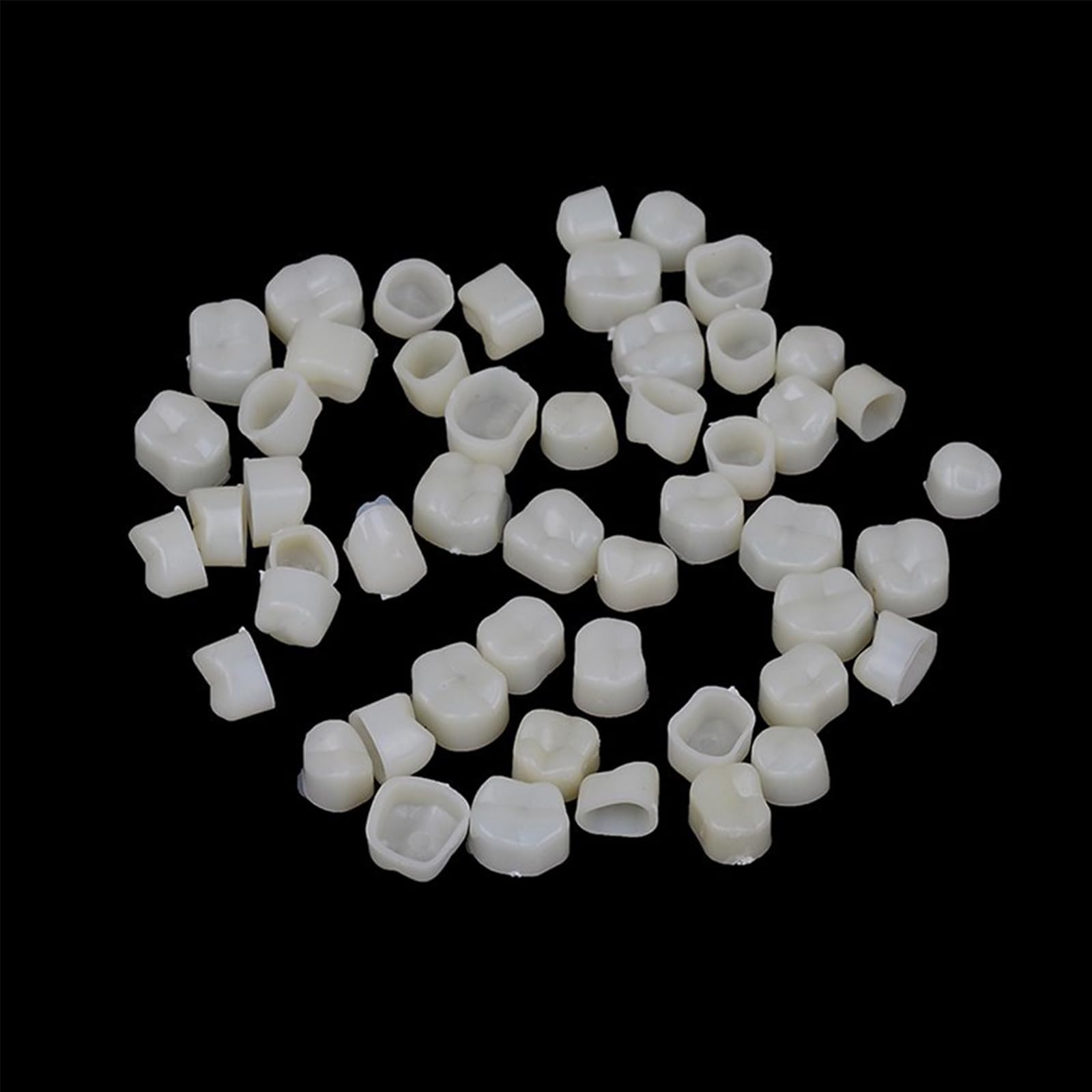 120-Piece Fake Tooth Cap Crown Veneers Set - 50 Front & 70 Back Teeth with Thermal Beads for Dental Teaching, DIY, Cosplay & Halloween Costume Accessories