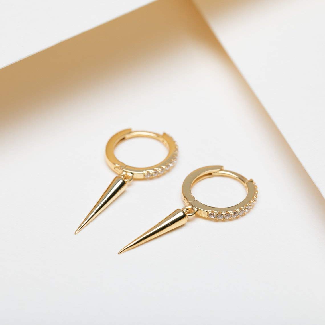 VALLOEY ROVER 14K Gold Plated Hoop Earrings for Women - Hypoallergenic Dainty Dangle Earrings with Charm | Perfect for Everyday Wear, Parties & Gifts
