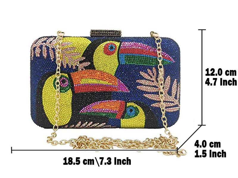 FGG Toucan Bird Crystal Clutch Purse for Women - Elegant Rhinestone Evening Bag & Party Clutch - Perfect for Weddings, Galas, and Special Occasions