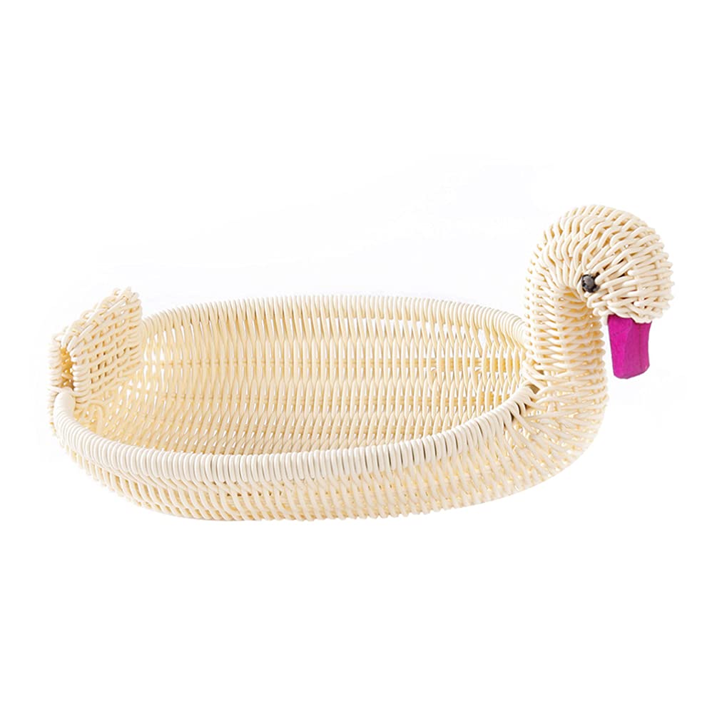 DOITOOL Handmade Rattan Storage Basket - 1pc Natural Woven Bathroom Organizer, Desktop Plastic Utility Basket for Kids Toys & Snacks | Perfect for Home Decor, Nursery Storage & Bathroom Organization