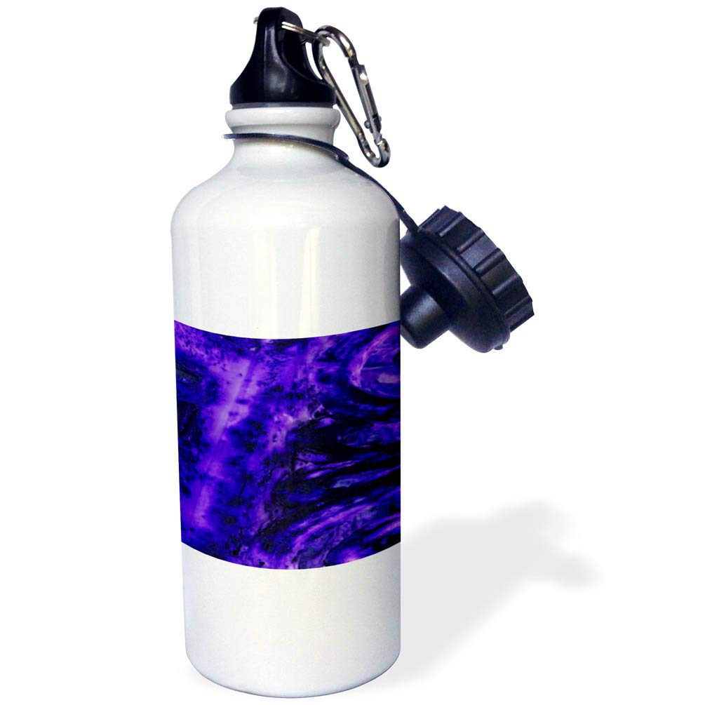 3D Rose Blue Purple Scroll Sports Water Bottle - 21 oz Insulated Stainless Steel Water Bottle for Gym, Hiking & Outdoor Activities - Leakproof & BPA-Free (White)