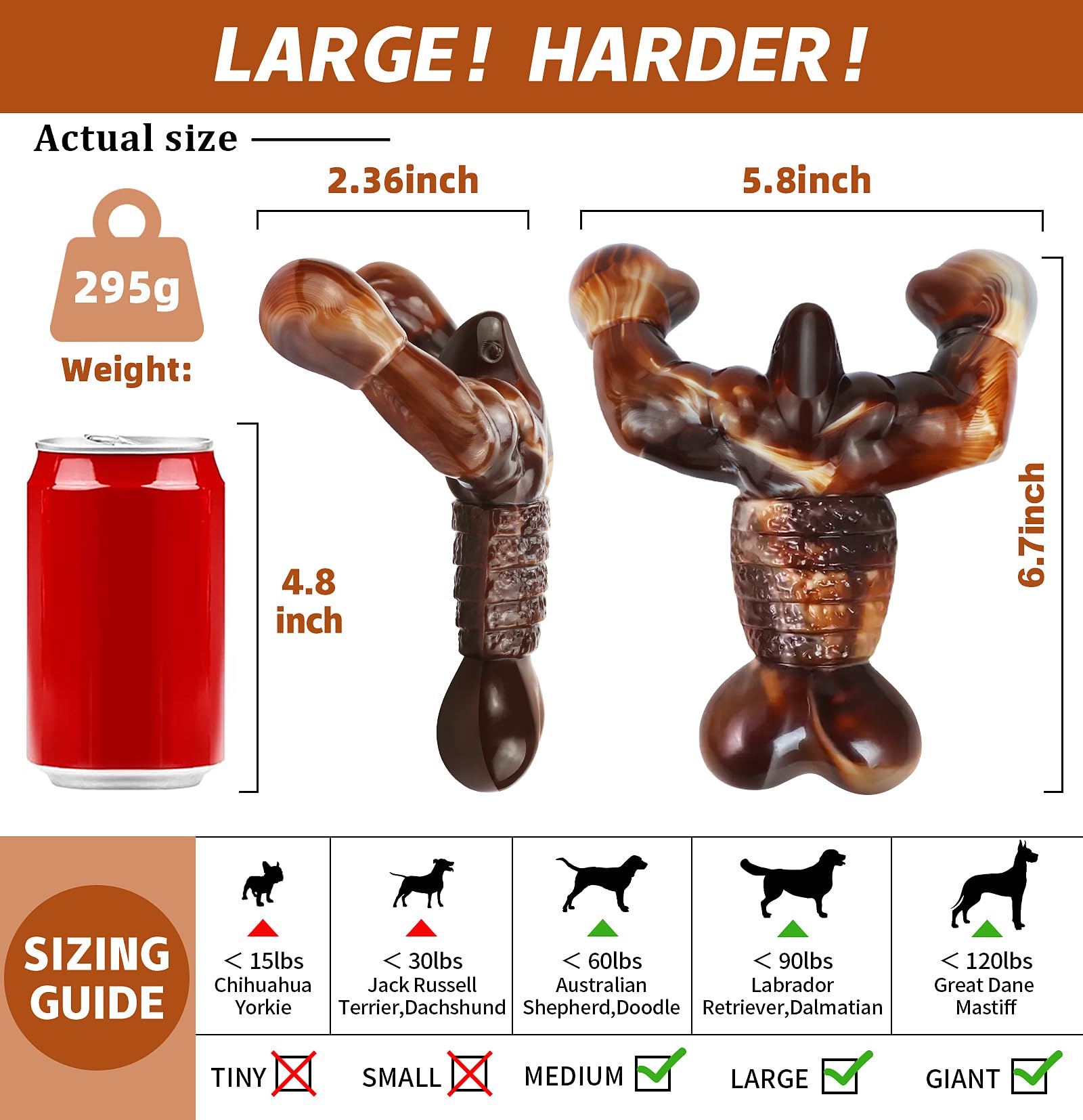 Indestructible Dog Chew Toys for Aggressive Chewers - Durable Bacon-Flavored Dog Bone Toys for Medium & Large Breed Dogs - Best Long-Lasting Chewing Toy to Keep Pets Busy - Perfect for Crate Training, Anxiety Relief & Dental Health
