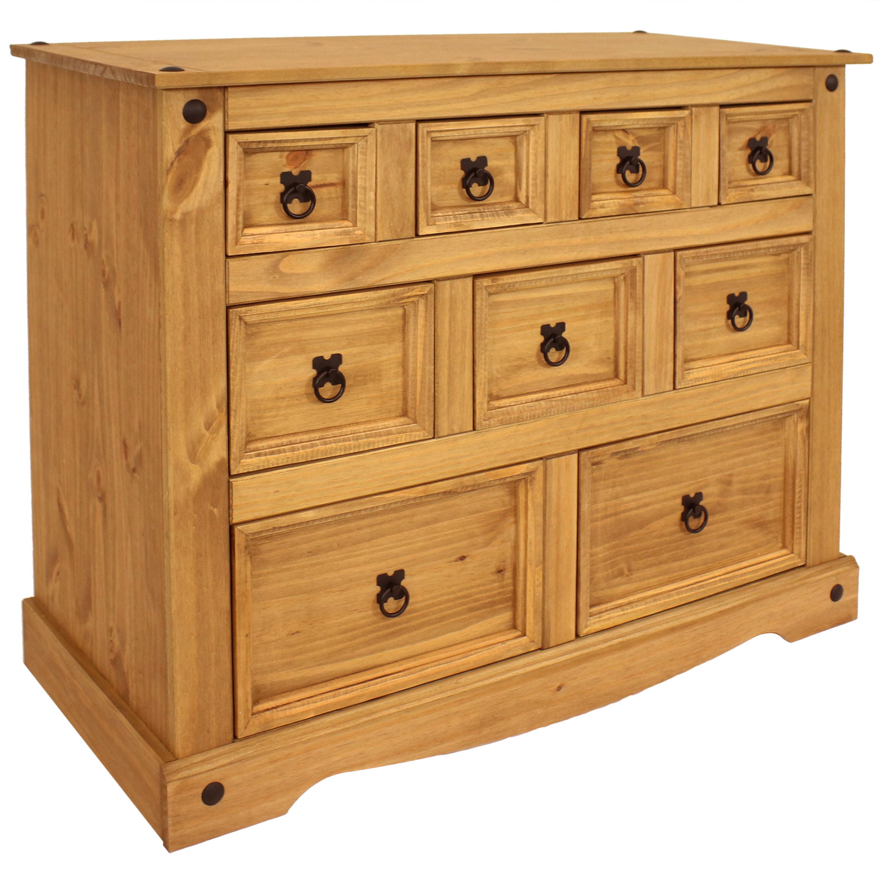 Sunnydaze 9-Drawer Rustic Wooden Dresser - Light Brown Finish, 39.75