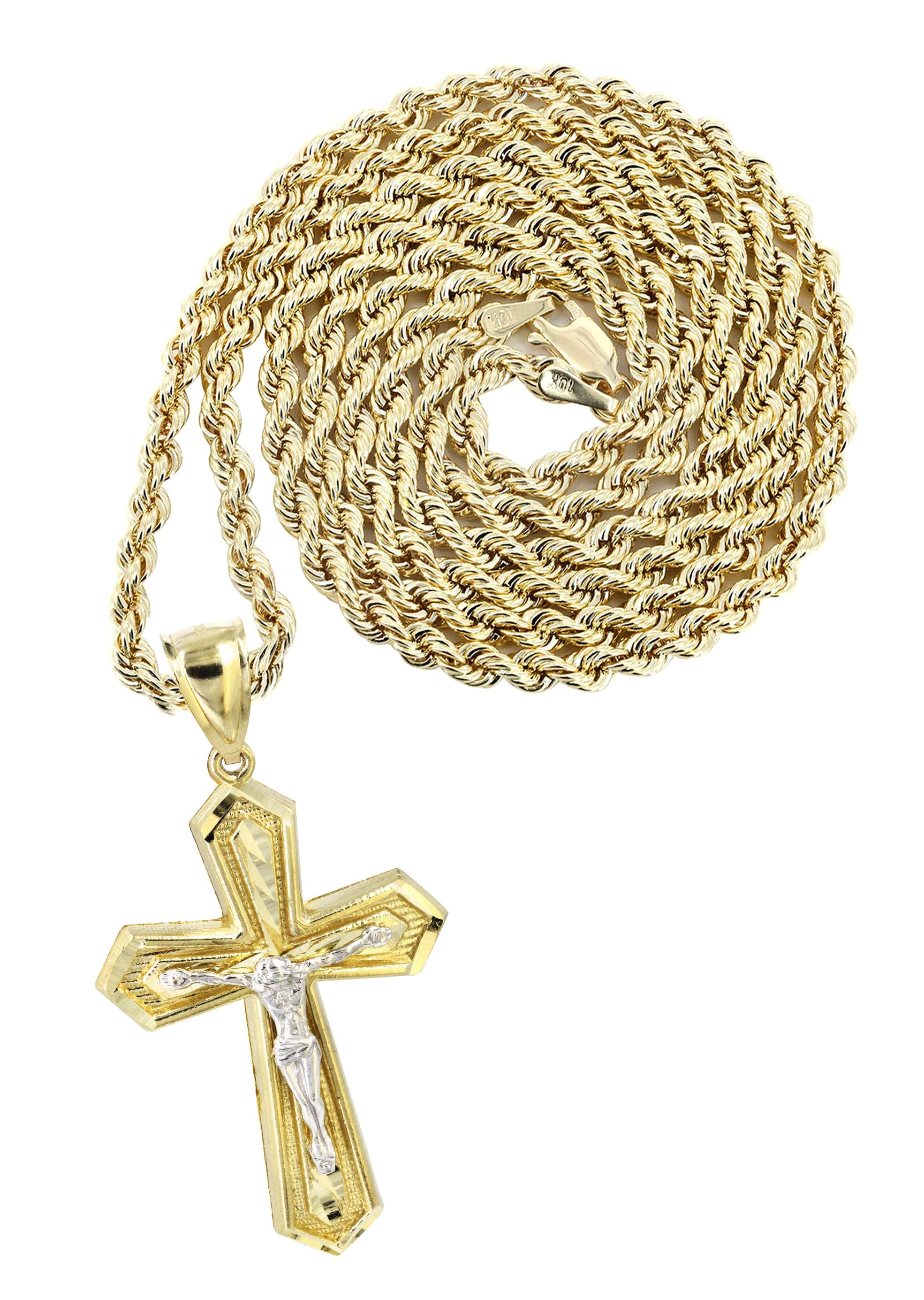 10K Yellow Gold Cross Pendant Necklace for Women & Men - 15.3 Grams Religious Jewelry - Perfect for Baptism, First Communion & Everyday Wear