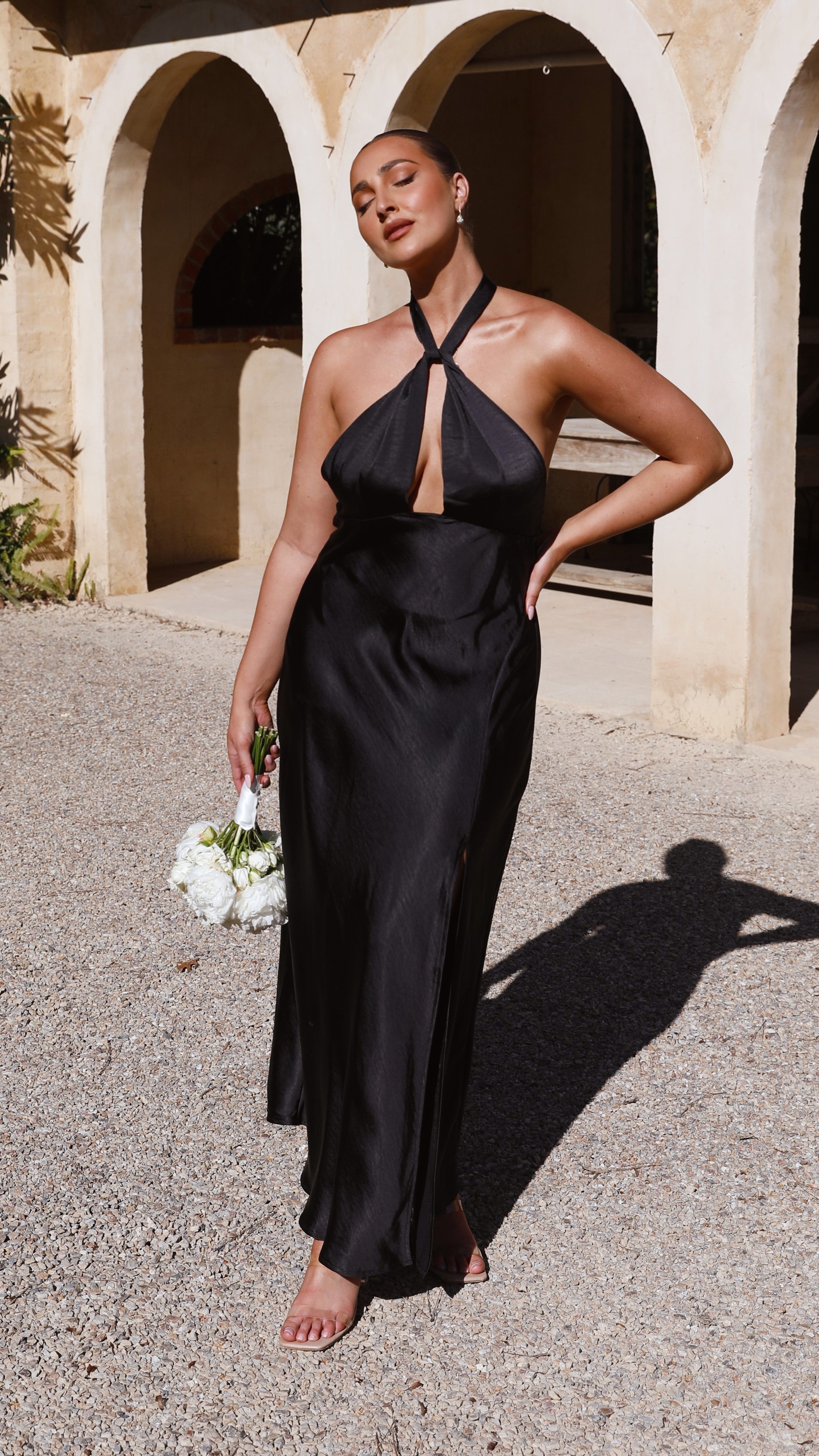 Amalia Maxi Dress in Black - Elegant Long Flowy Dress for Women - Perfect for Summer, Beach, and Evening Events