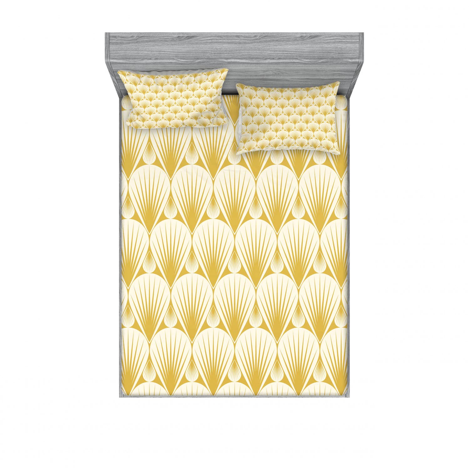 Ambesonne 2-Piece Nautical Bedding Set - Full Size Fitted Sheet & Pillow Shams with Seashell Design (Beige/Cream) | Coastal Decor for Guest Rooms, Beach Houses & Nautical Themed Bedrooms