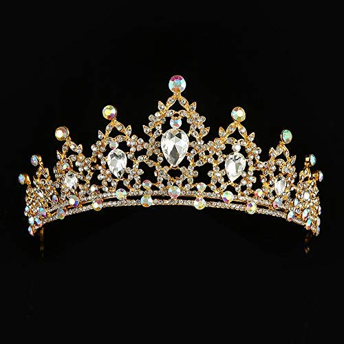 Elegant Rose Gold Crystal Wedding Tiara & Rhinestone Necklace Set - Bridal Crown with Side Combs & Hairband for Bride, Bridesmaid, Prom - Perfect for Weddings, Parties, Special Occasions (Rose Gold Clear)